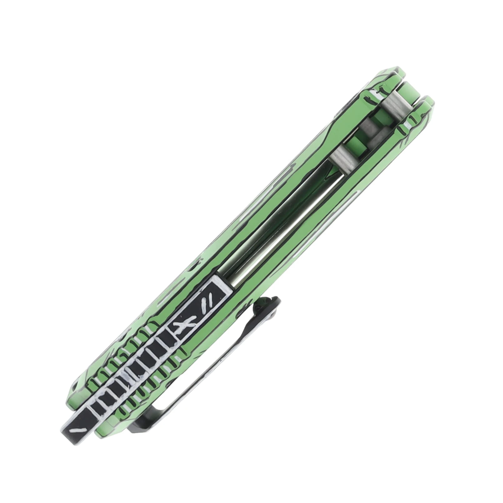 Heretic Knives Medusa Auto Knife Cel Shade Toxic Green 3in Recurve Tanto Blade H012-CS-TX View 6