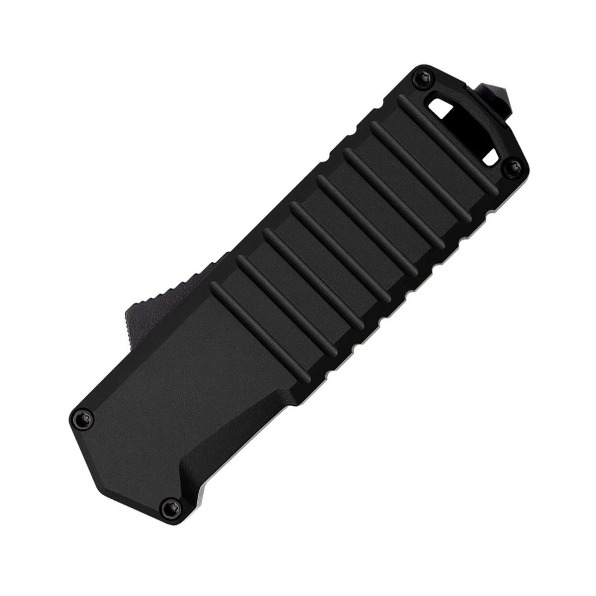 Tekto A2 Badger OTF Auto Knife Aluminum Black 1.85in Plain Tanto AUTKA2S-T6BK-D2BK2-A1 View 3