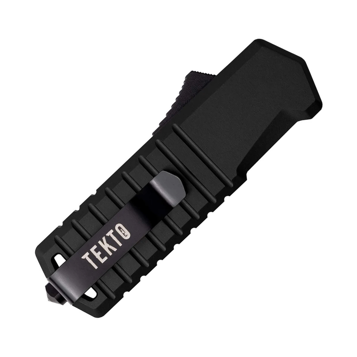 Tekto A2 Badger OTF Auto Knife Aluminum Black 1.85in Plain Tanto AUTKA2S-T6BK-D2BK2-A1 View 4
