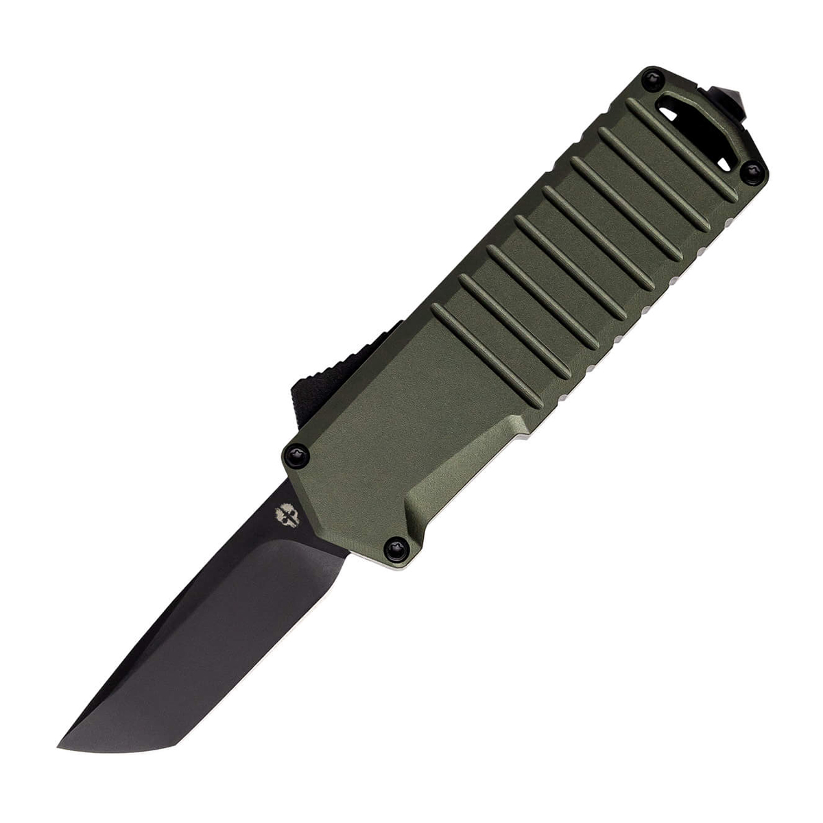 Tekto A2 Badger OTF Auto Knife Aluminum OD Green 1.85in Black Plain Tanto AUTKA2S-T6OD-D2BK2-A1 View 1