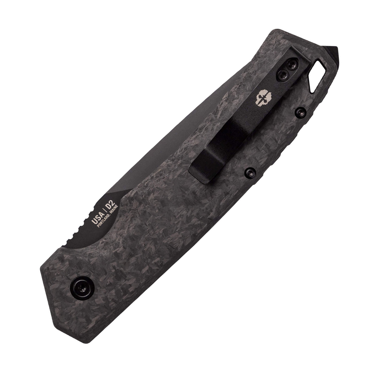 Tekto A3 Delta OTS Auto Knife Forged Carbon Black 3.6in Plain Drop Point AUTKA3R-CCBK-D2BK1-A1 View 4