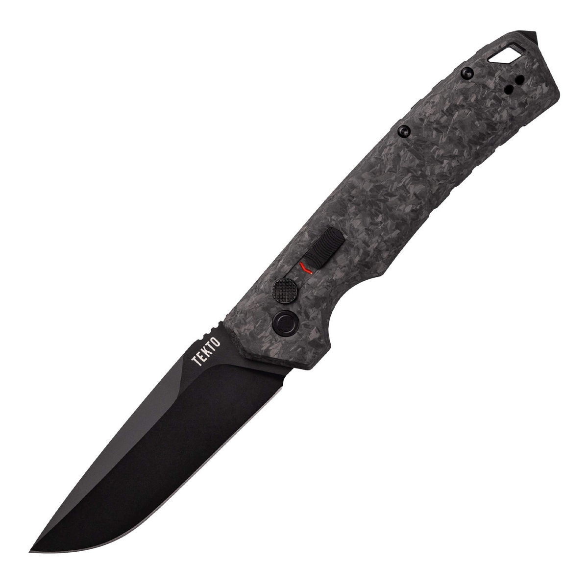 Tekto A3 Delta OTS Auto Knife Forged Carbon Black 3.6in Plain Drop Point AUTKA3R-CCBK-D2BK1-A1 View 1