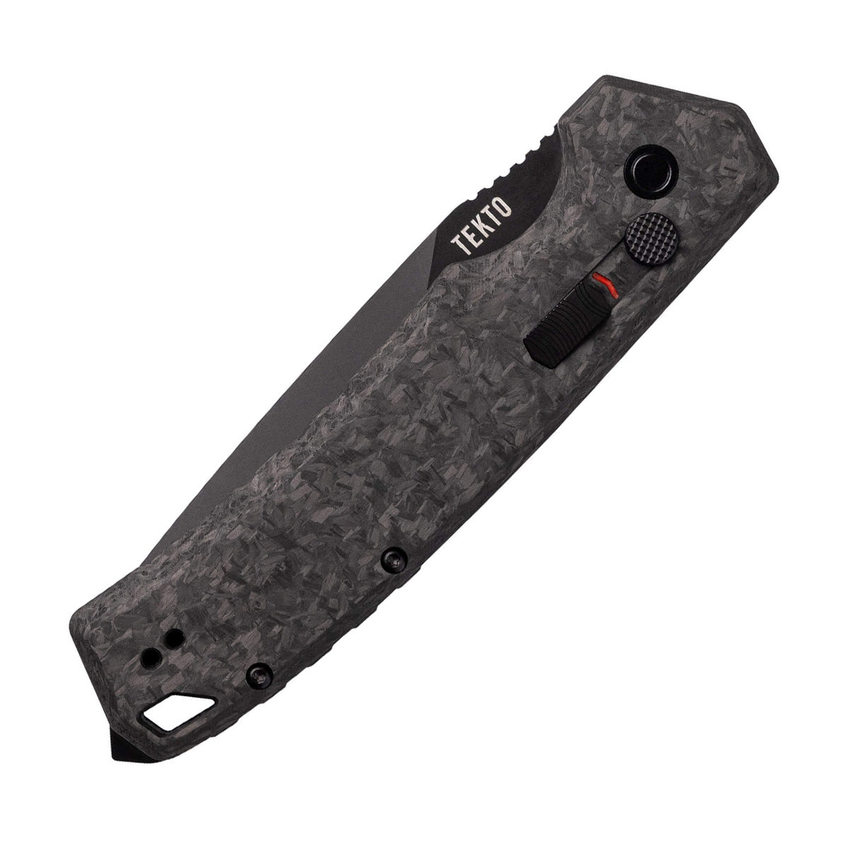 Tekto A3 Delta OTS Auto Knife Forged Carbon Black 3.6in Plain Drop Point AUTKA3R-CCBK-D2BK1-A1 View 3