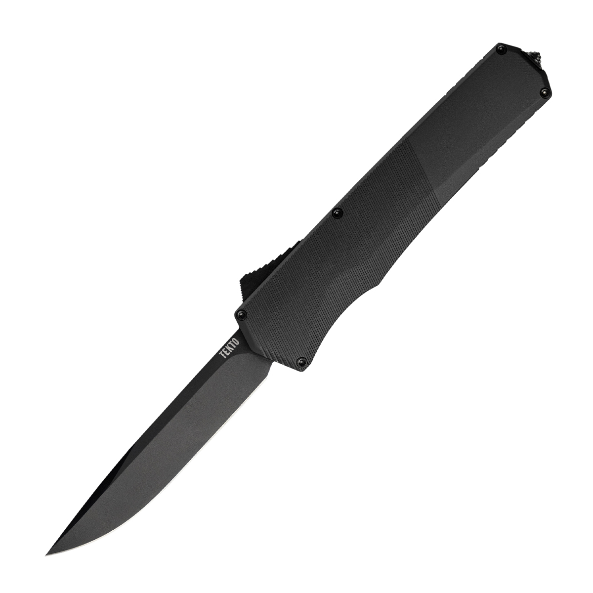 Tekto A5 Spry OTF Auto Knife Aluminum Black 3.5in Plain Drop Point Blade AUTKA5R-T6BK-S35BK1-A1 View 1