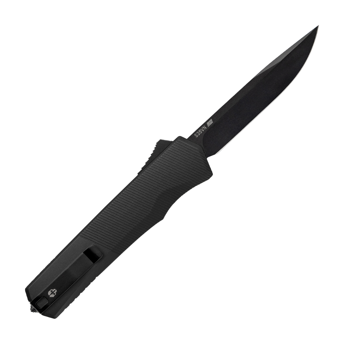 Tekto A5 Spry OTF Auto Knife Aluminum Black 3.5in Plain Drop Point Blade AUTKA5R-T6BK-S35BK1-A1 View 2
