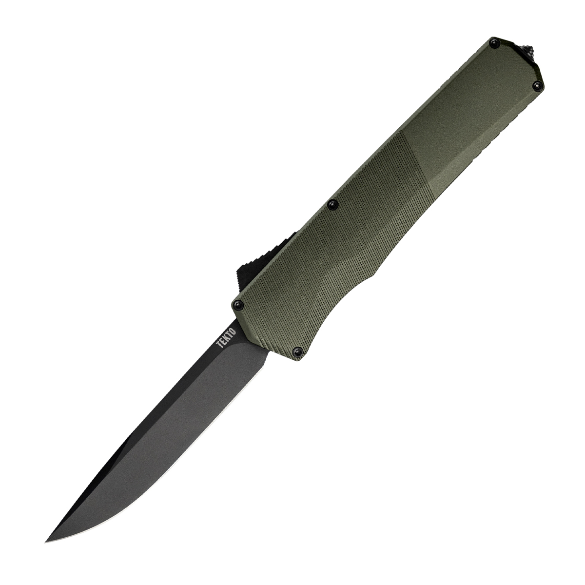Tekto A5 Spry OTF Auto Knife OD Green Aluminum 3.5in Black Plain Drop Point Blade AUTKA5R-T6OD-S35BK1-A1 View 1