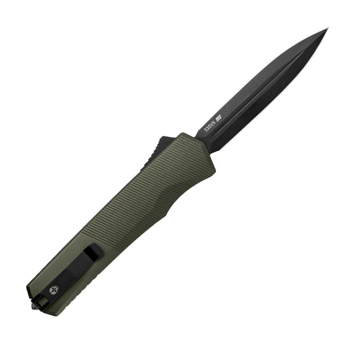 Tekto A5 Spry OTF Automatic Knife Black S35VN Dagger/OD Green AUTKA5R-T6OD-S35BK3-A1 View 2
