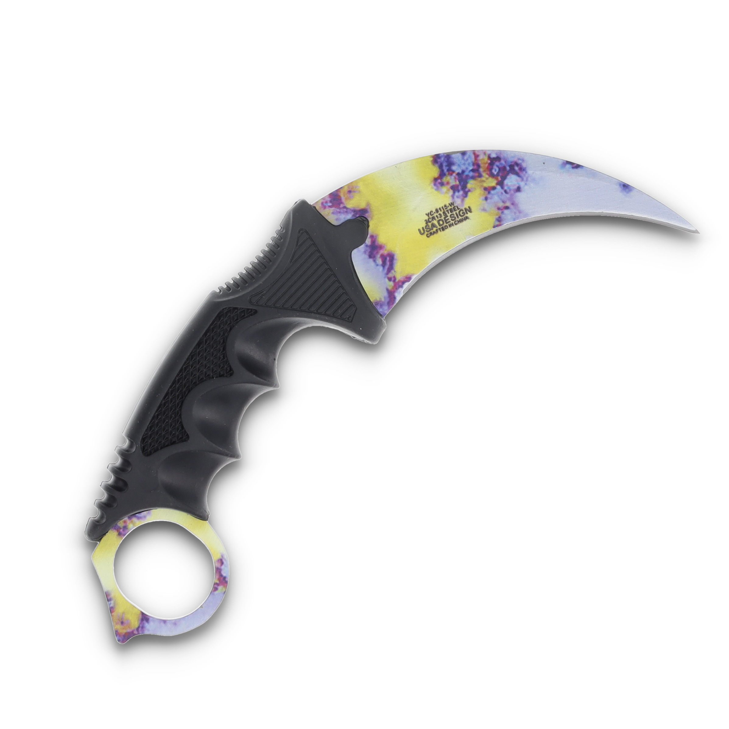 Neptune Trading Wartech Cotton Candy Karambit Neck Knife 2.5in Plain Marbled Hawkbill NTYC9115W View 4