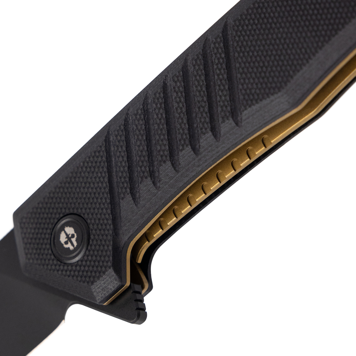 Tekto F1 Alpha Linerlock Folding Knife Black D2/Black G-10 with Bronze Accents TKF1R-G1BK-D2BK1-A3 View 4