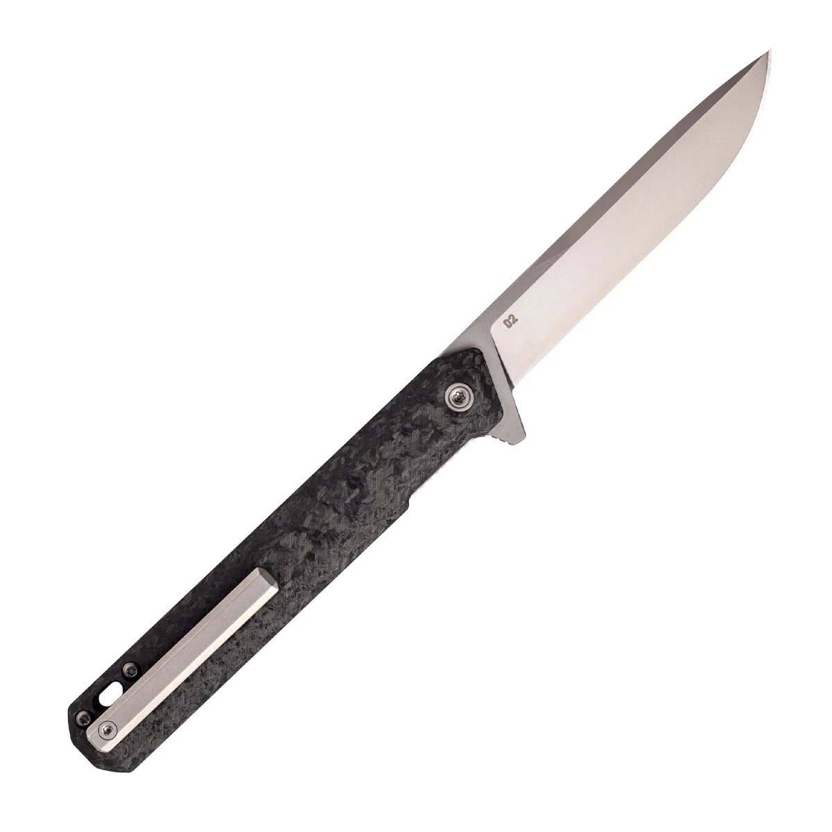 TEKTO F2 Bravo Folding Knife 3.3 Inch Plain Silver TiNi Drop Point TKF2R-CCBK-D2SI1-A4 View 2