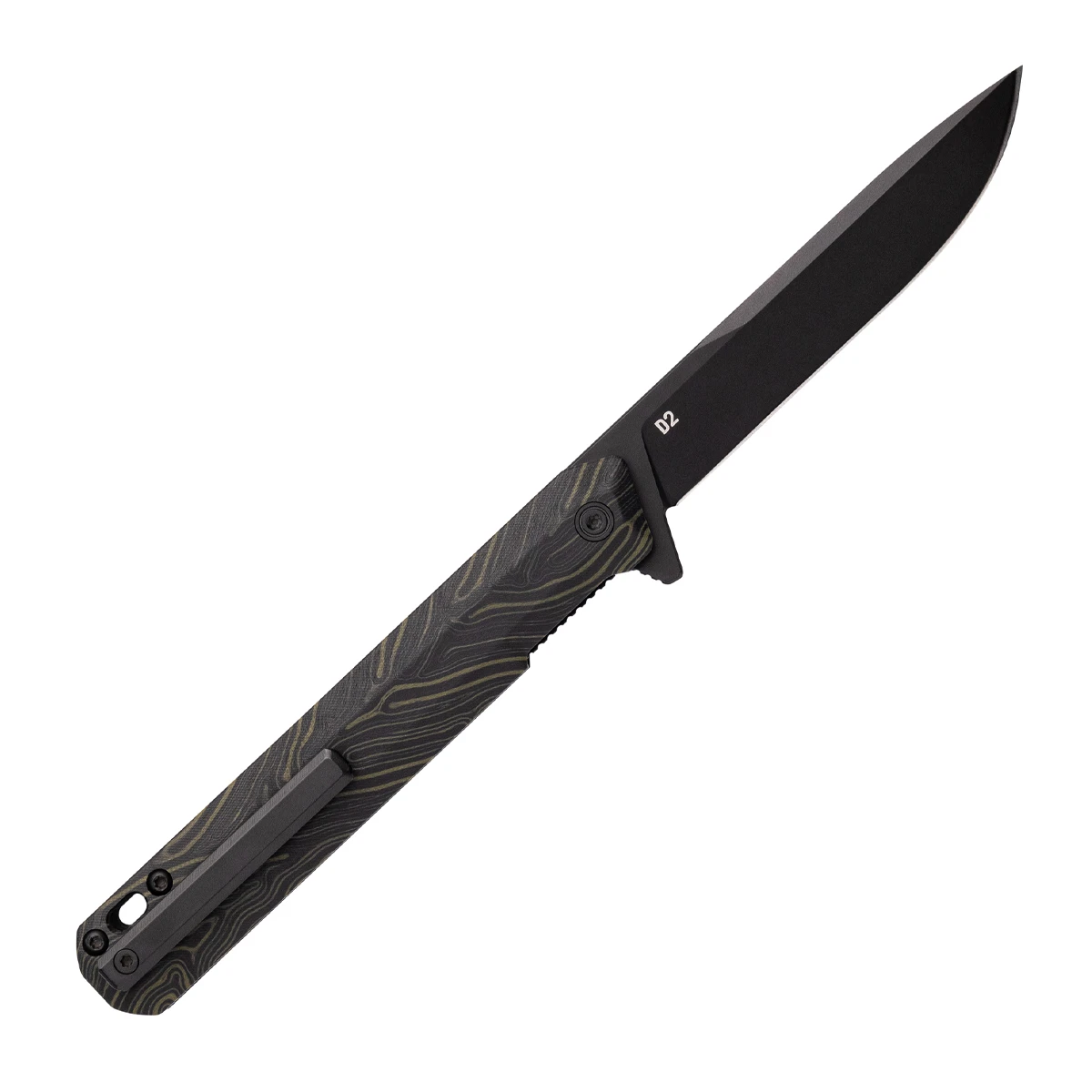 Tekto Knives F2 Bravo Folding Knife Damascus G10 3.3in Drop Point Blade TKF2R-G1MX-D2BK1-A1 View 2