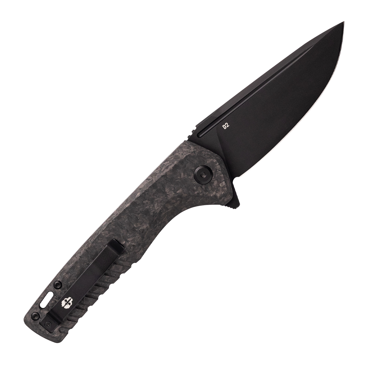 TEKTO F3 Charlie Forged Carbon 3.8in Plain Black Drop Point Black Accents TKF3R-CCBK-D2BK1-A1 View 2