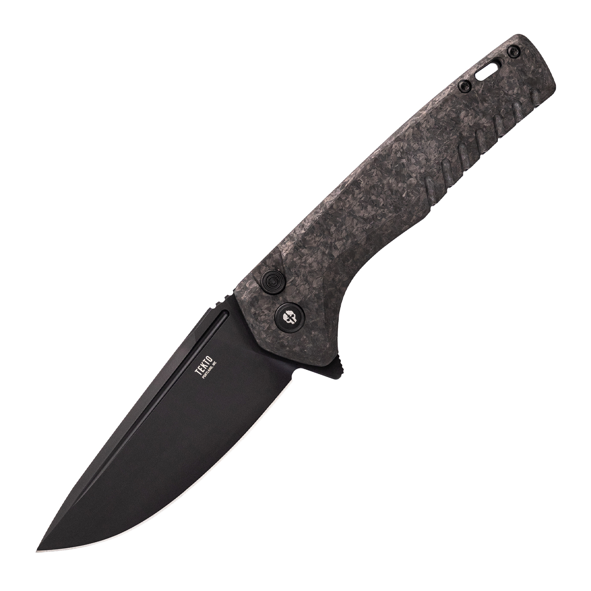 TEKTO F3 Charlie Forged Carbon 3.8in Plain Black Drop Point Black Accents TKF3R-CCBK-D2BK1-A1 View 1