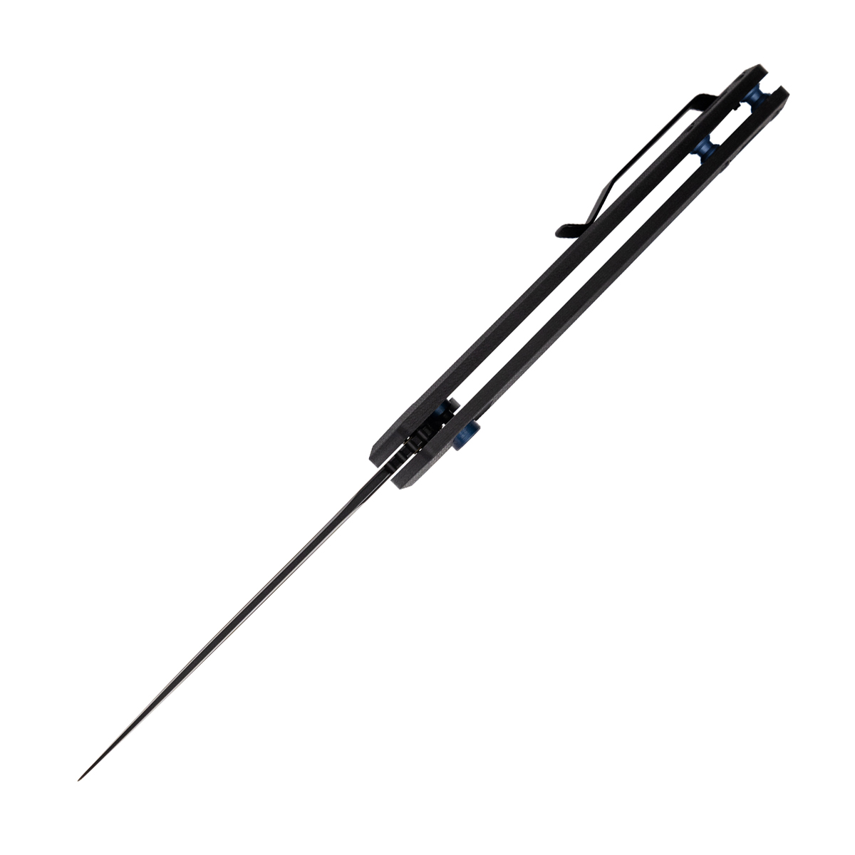 TEKTO F3 Charlie, Black G10 Handle, Blue Accents, Drop Lock, Black D2 Blade, Fine Edge TKF3R-G1BK-D2BK1-A2 View 3