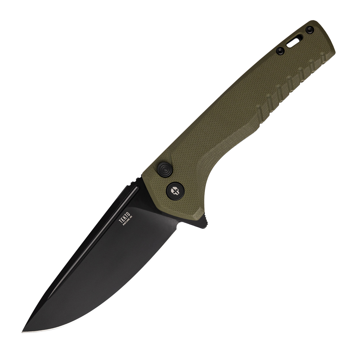 TEKTO F3 Charlie Folding Knife OD Green 3.8 Inch Plain Black Drop Point TKF3R-G1OD-D2BK1-A1 View 1