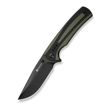 SENCUT Regnator Green - Black 3.48 Inch Plain Black Clip Point S24057-2 View 1