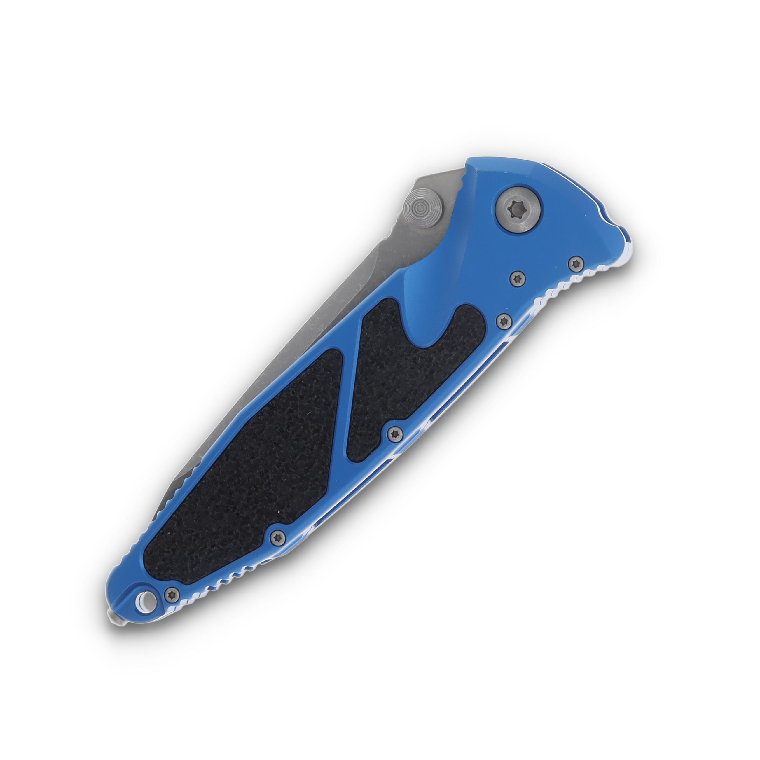 Microtech Socom Elite T/E Apocalyptic Part Serrate Blue AUMT16111APBL View 5