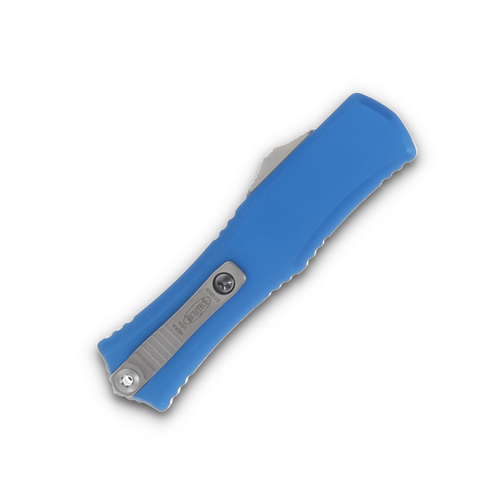 Microtech Knives Hera II Mini OTF Auto Blue 3in Satin Dagger AUMT1702M4BL View 4