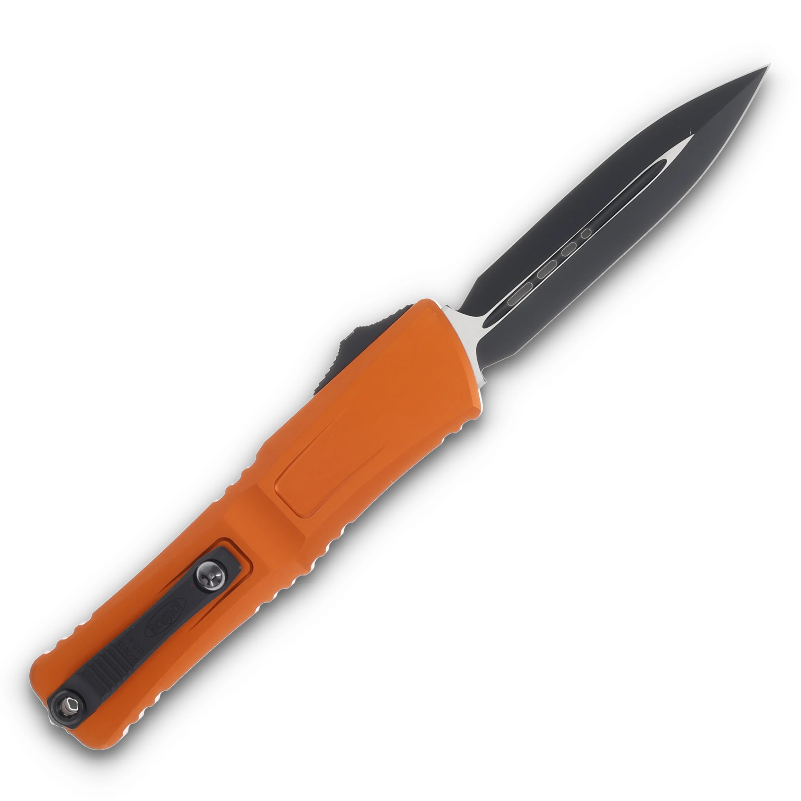 Microtech Knives OTF Combat Troodon Gen III Orange 4.0in Black Dagger AUMT11421OR View 2