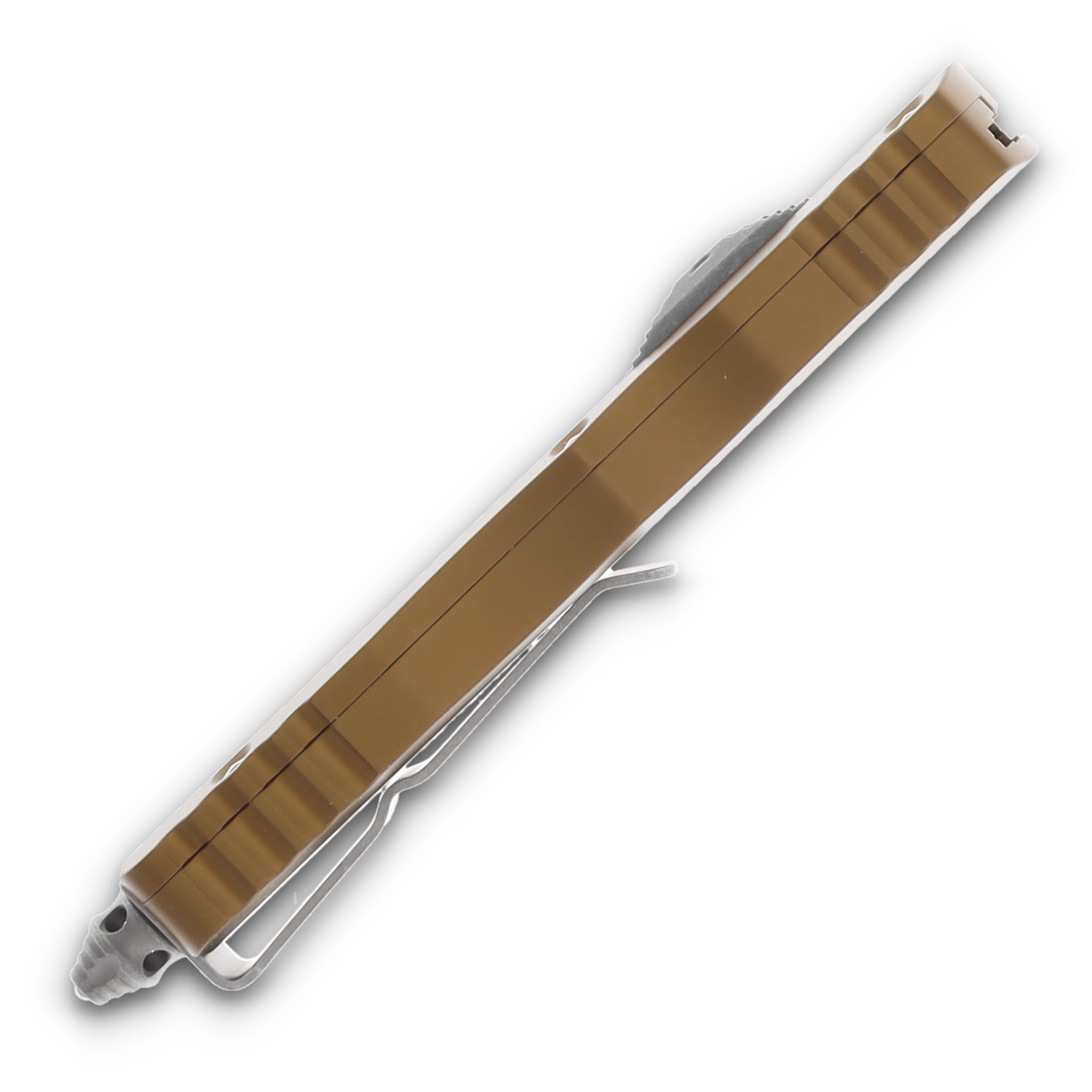 Microtech Knives Dirac Auto OTF Tan 2.92in Part Serrated Apocalyptic Dagger AUMT22511APTA View 5