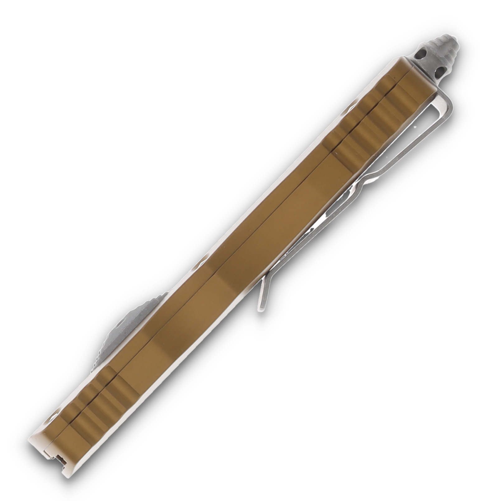 Microtech Knives Dirac Auto OTF Tan 2.92in Part Serrated Apocalyptic Dagger AUMT22511APTA View 6