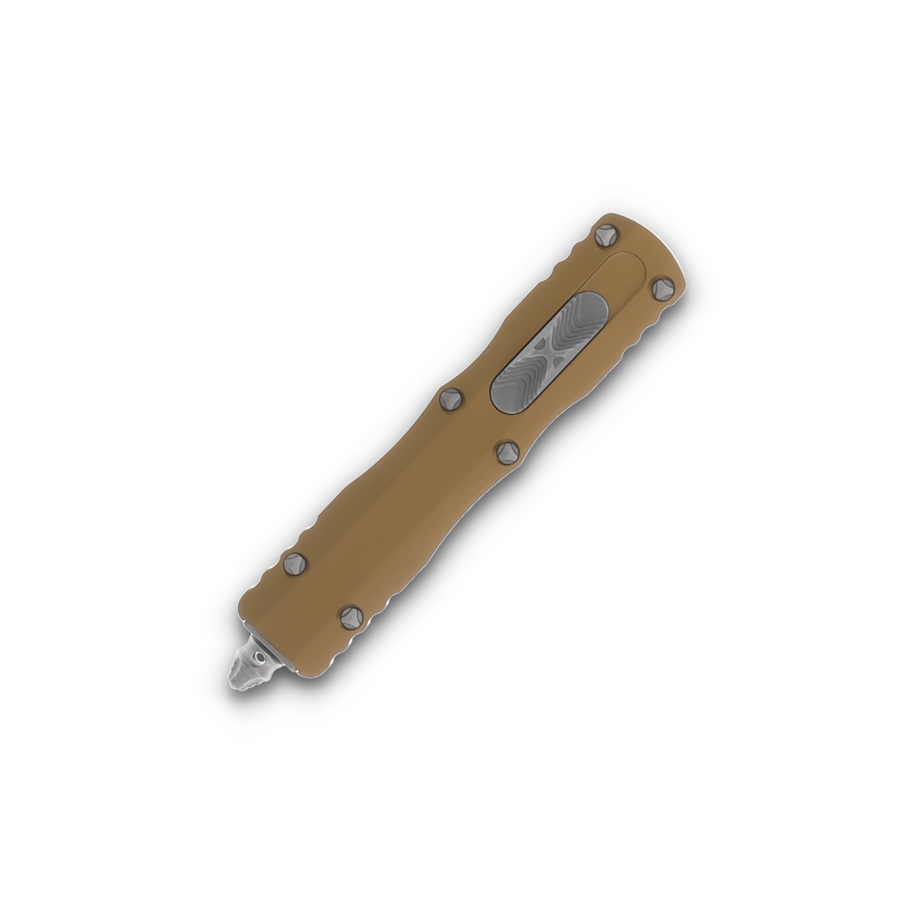 Microtech Knives Dirac Auto OTF Tan 2.92in Fully Serrated Apocalyptic Dagger AUMT22512APTA View 3