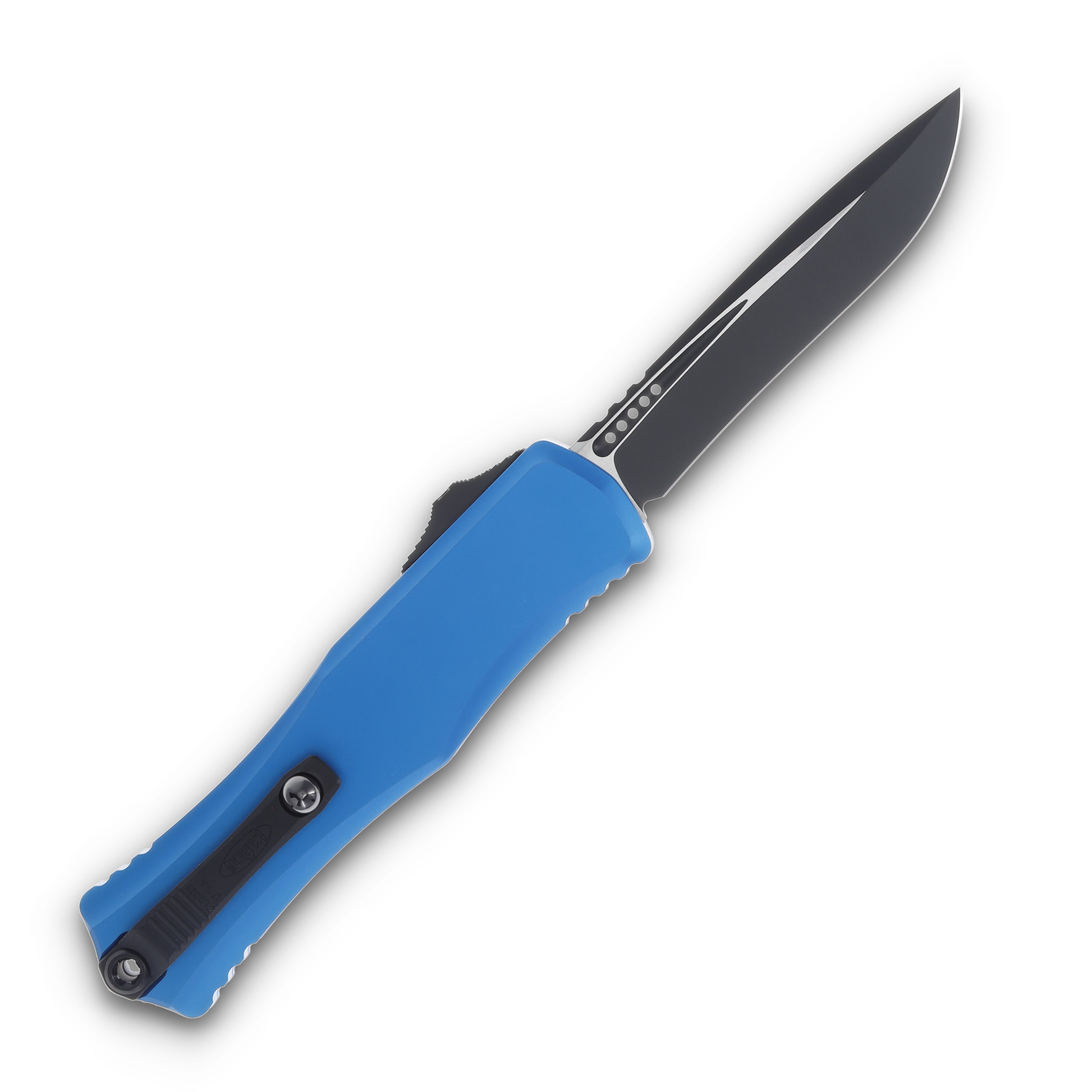 Microtech Hera II OTF Automatic Knife Satin Recurve/Blue AUMT17054BL View 2