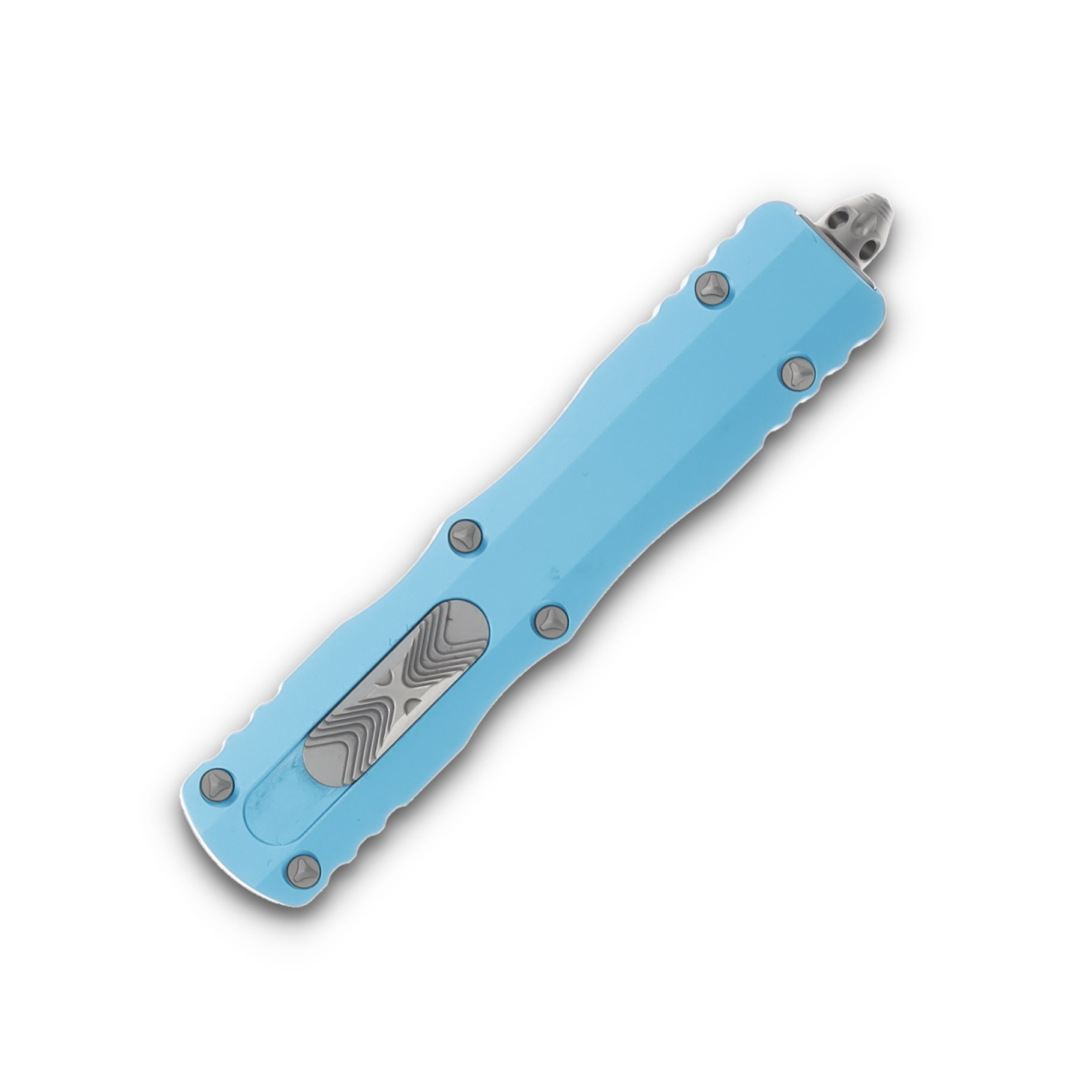 Microtech Knives Dirac Delta DE OTF Auto Turquoise 3.75in Satin Dagger AUMT2274TQ View 3