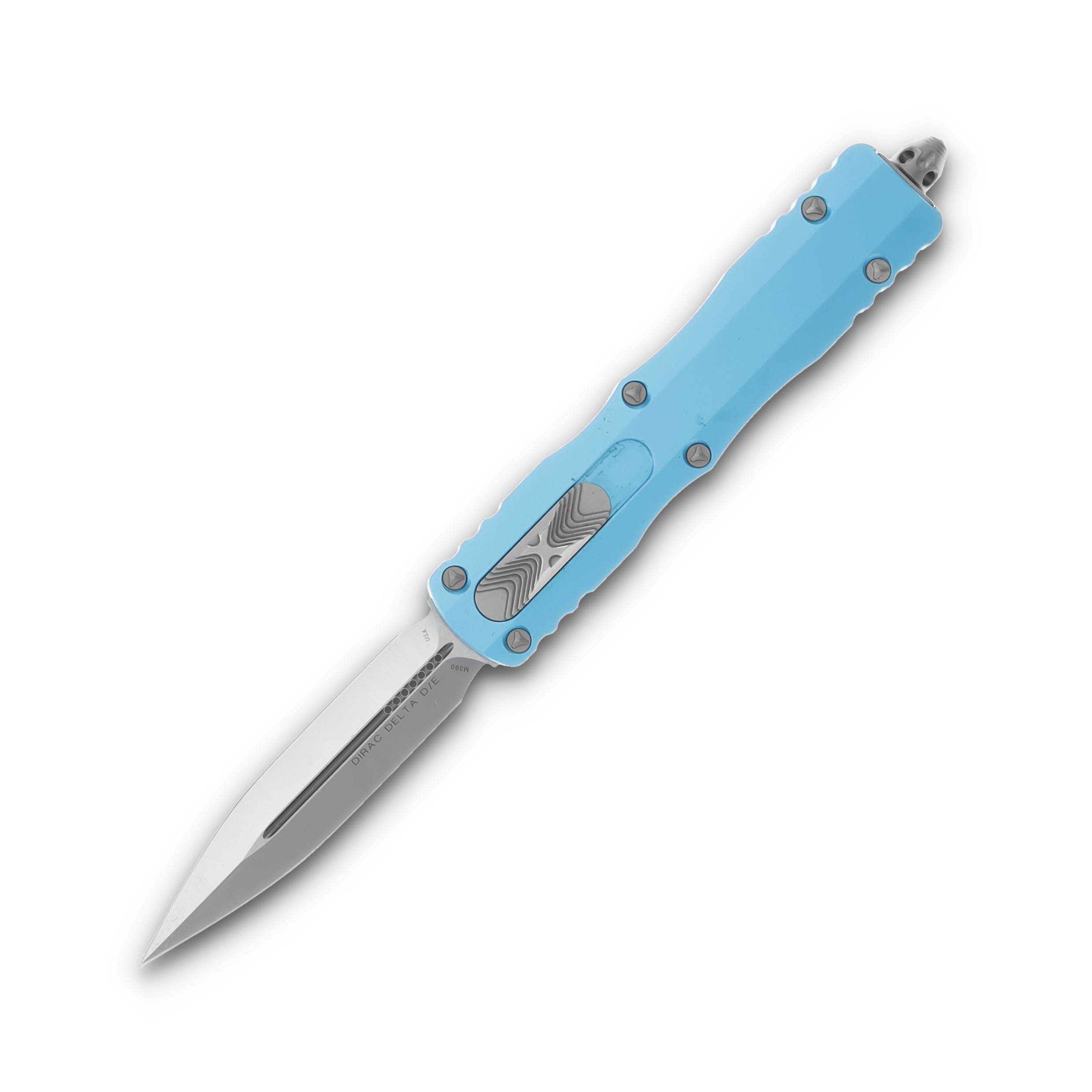 Microtech Knives Dirac Delta DE OTF Auto Turquoise 3.75in Satin Dagger AUMT2274TQ View 1