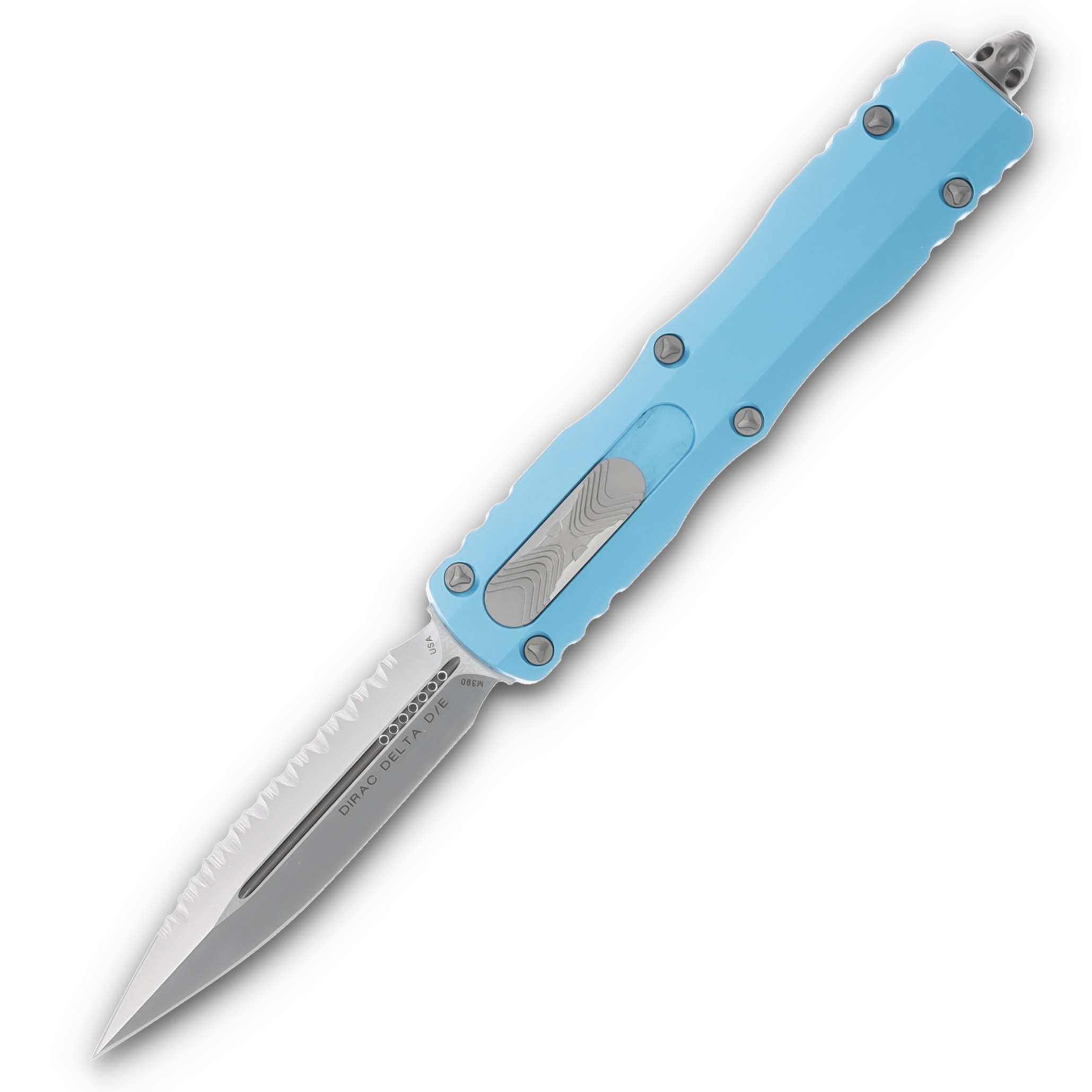 Microtech Knives Dirac Delta DE OTF Auto Turquoise 3.75in Full Serr Dagger AUMT2276TQ View 1