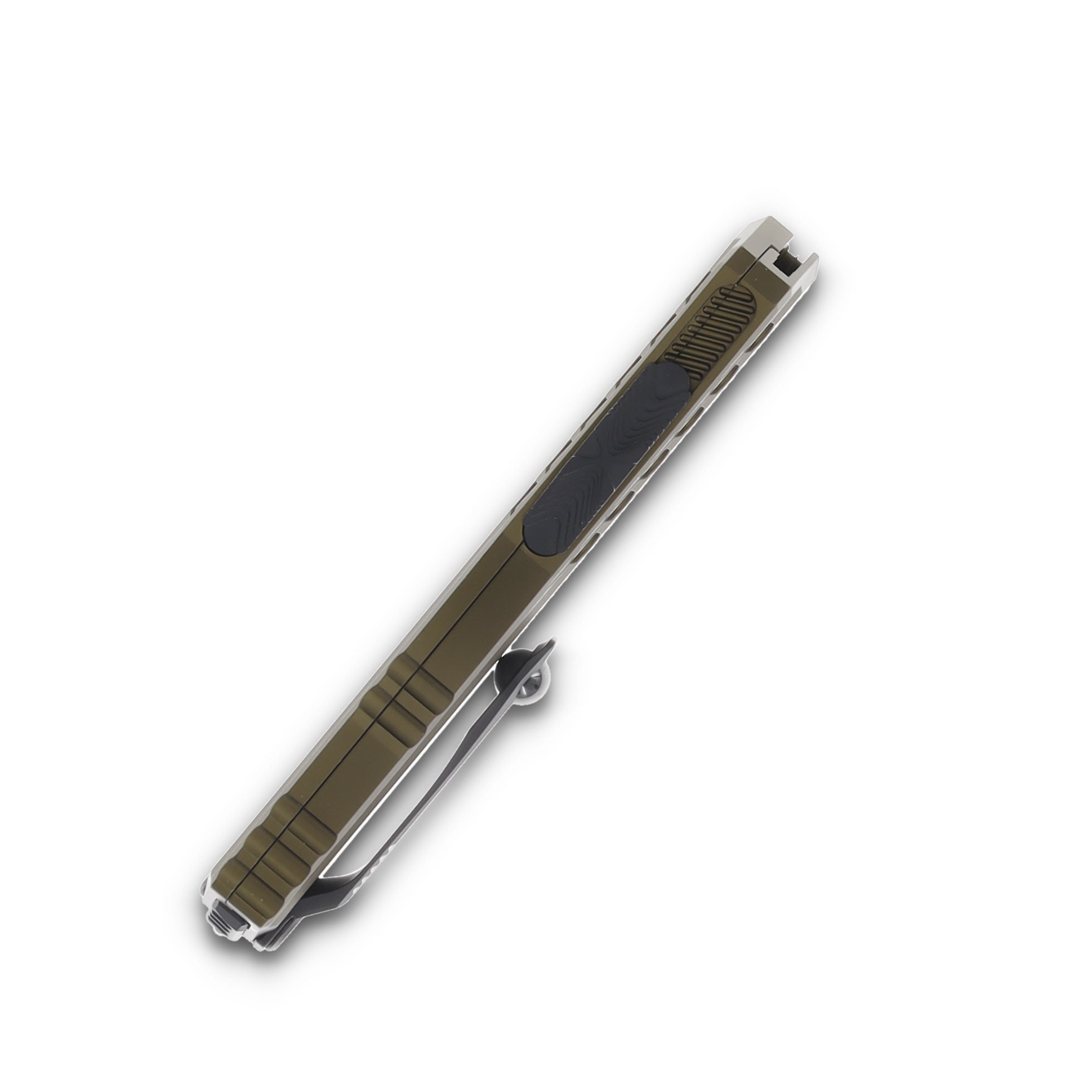 Microtech Knives Cypher II OTF OD Green 3.5in Full Serrated Black Dagger AUMT12423OD View 6