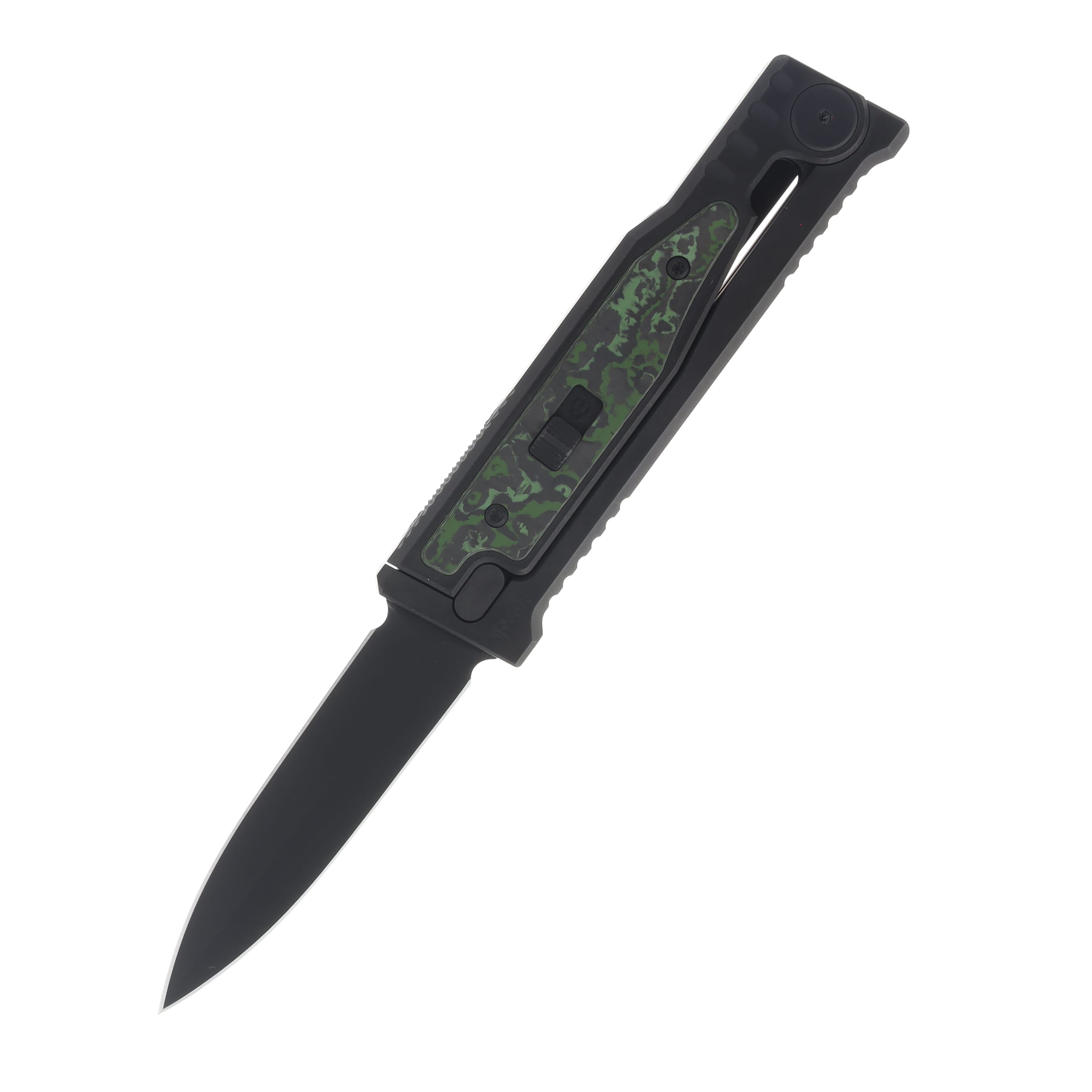 Reate EXO-M Safety Lock Gravity Knife Black PVD (SMKW Exclusive Jungle Wear Fat Carbon Insert) REEXO-M05 View 1