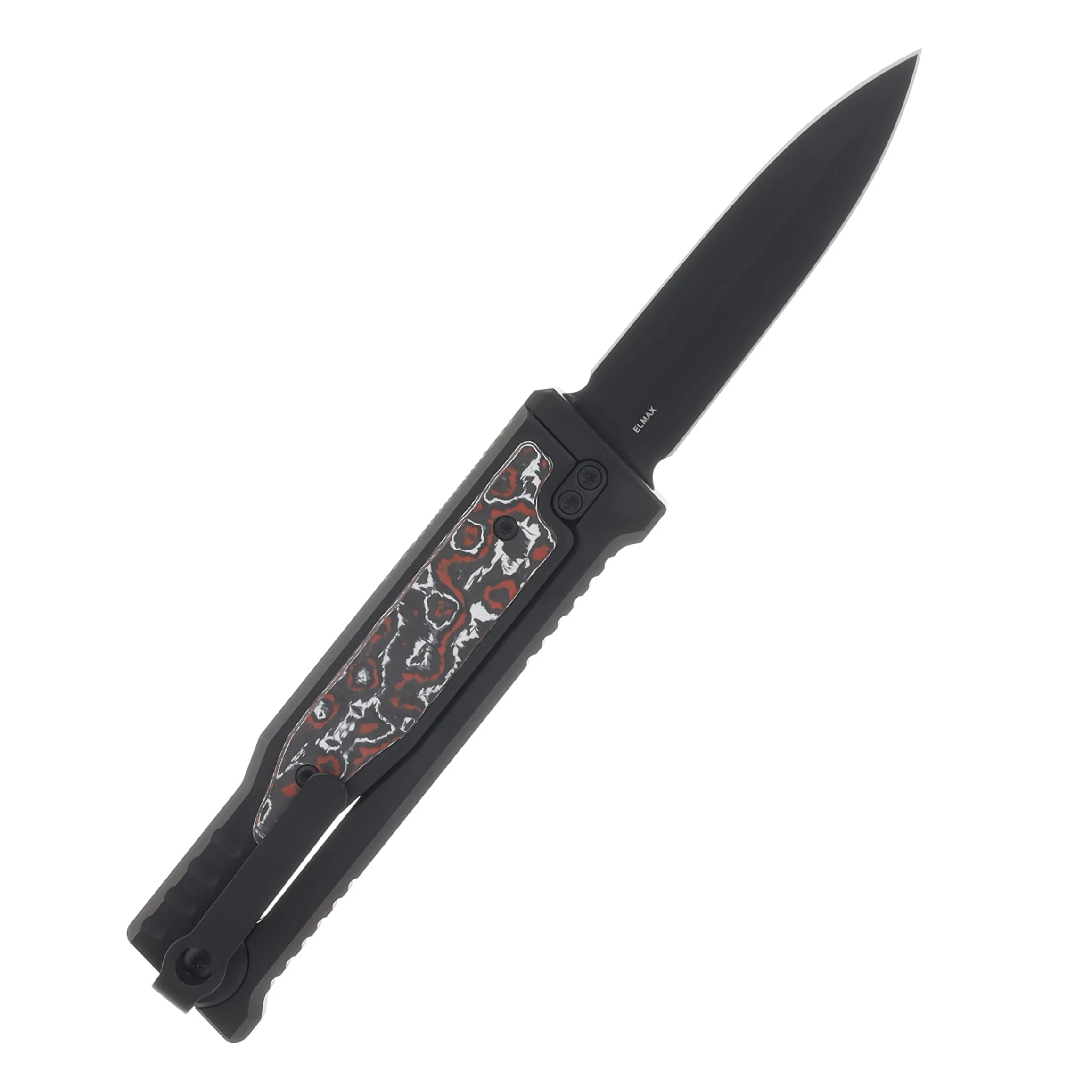 Reate EXO-M Safety Lock Gravity Knife Black PVD (SMKW Exclusive Snow Fire Fat Carbon Insert) REEXO-M10 View 2