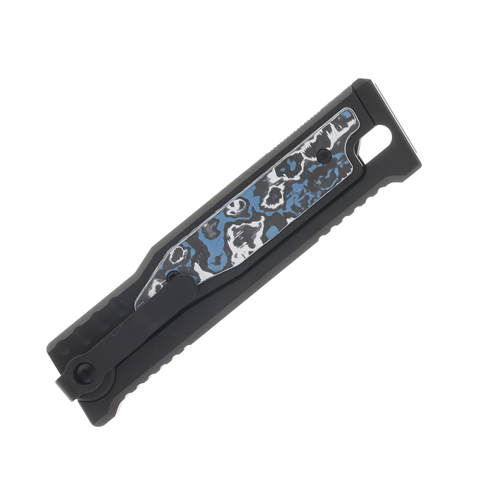 Reate EXO-M Safety Lock Gravity Knife Black PVD Tanto (SMKW Exclusive Frost Fat Carbon Insert) REEXO-M17 View 3