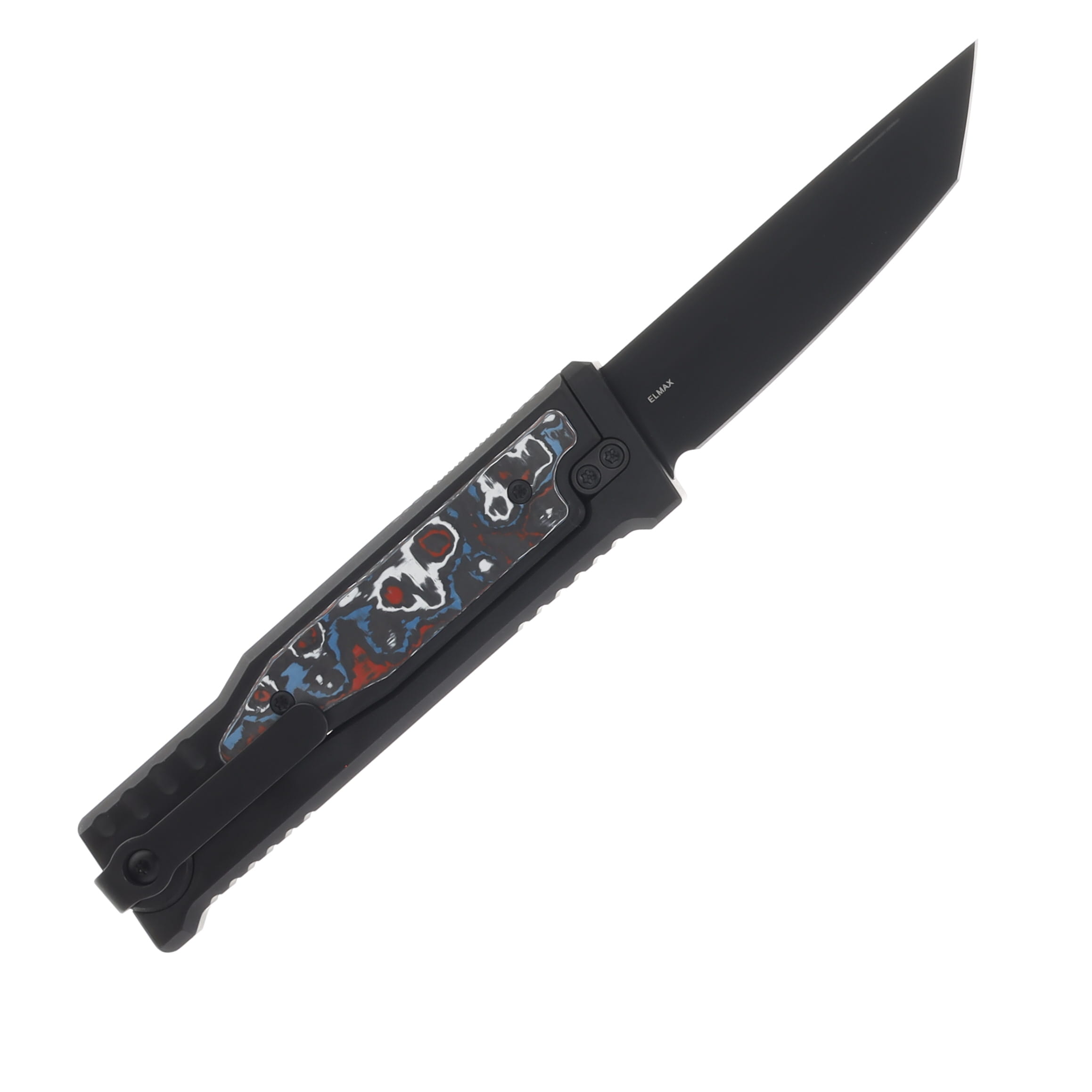 Reate EXO-M Safety Lock Gravity Knife Black PVD Tanto (SMKW Exclusive Nebula Fat Carbon Insert) REEXO-M18 View 2