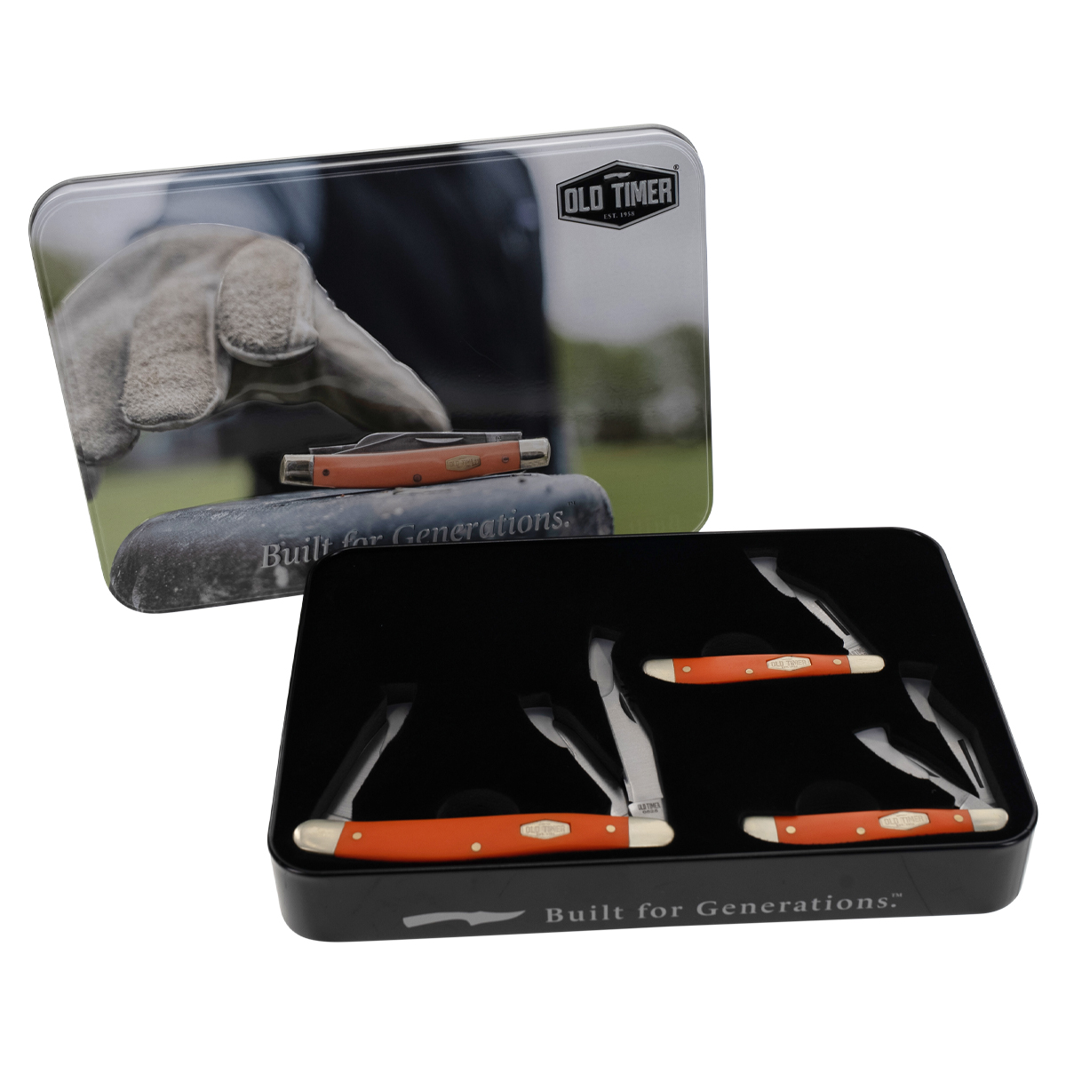 Old Timer 3 pc Folding Knife Combo-Blaze Orange Handles 1238649 View 3