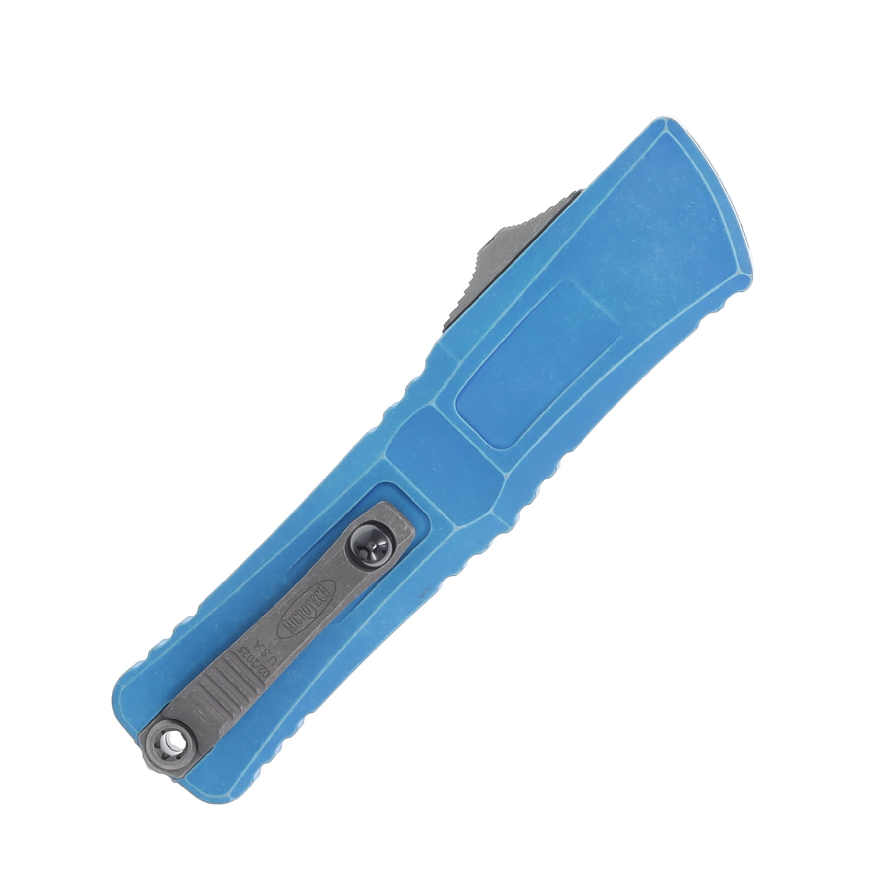 Microtech Knives OTF Combat Troodon Gen III Marbled Blue 4.0in Apoc Drop Point AUMT114310MBL View 4