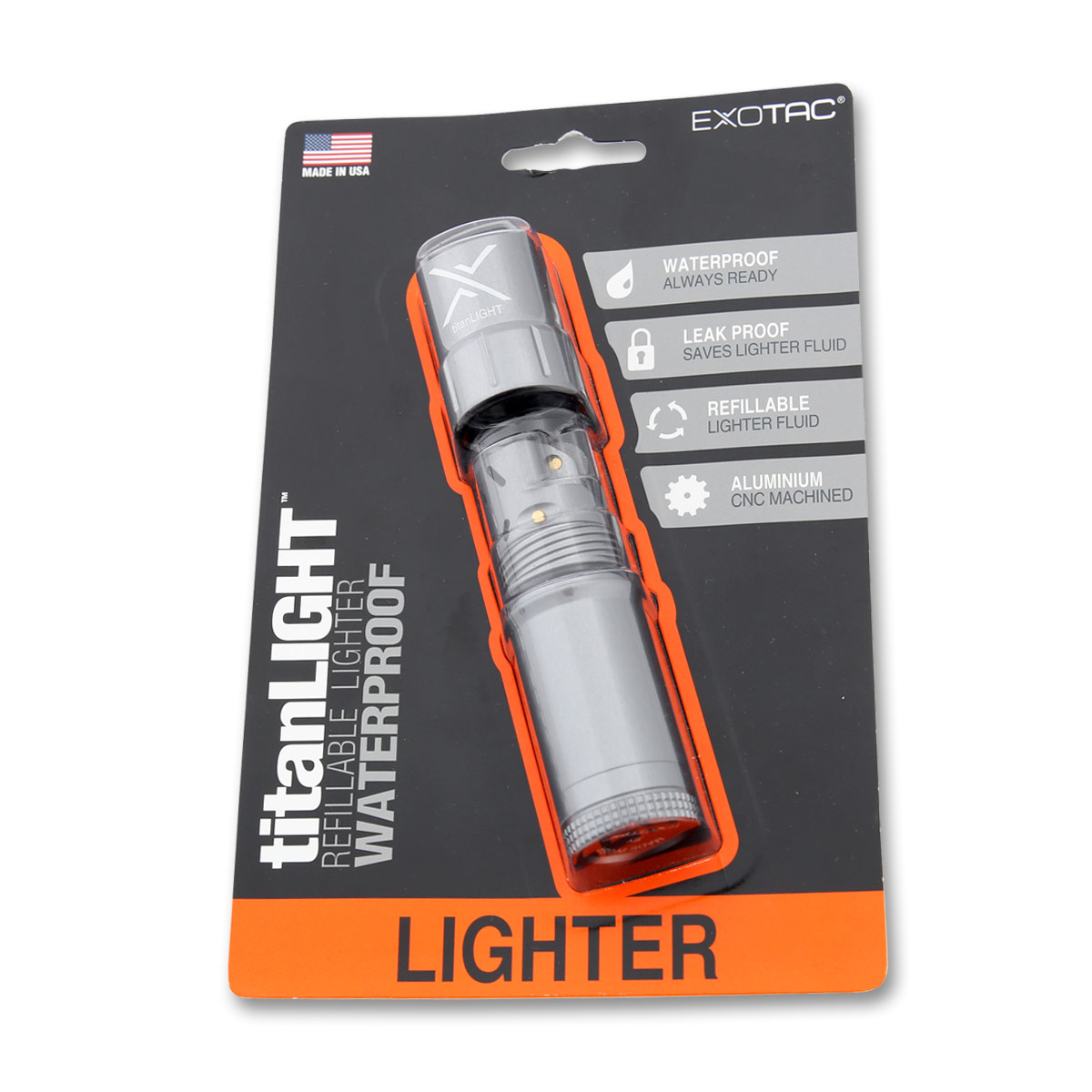 Exotac Gunmetal Grey TitanLight Refillable Lighter Waterproof 005500GUN View 5