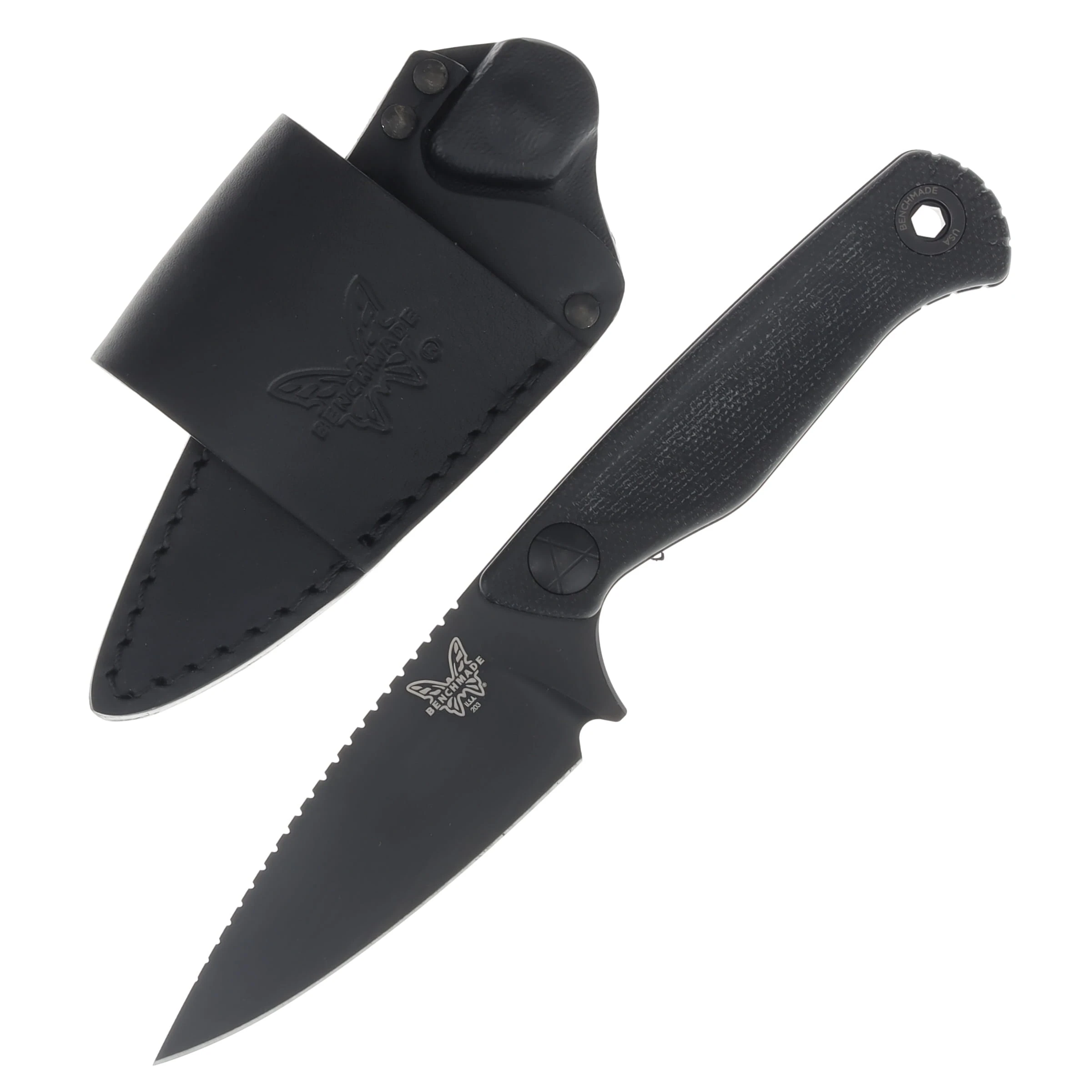 Benchmade Dacian Fixed Blade Canvas Micarta Black 3.54in Spear Point BM203BK-02 View 1