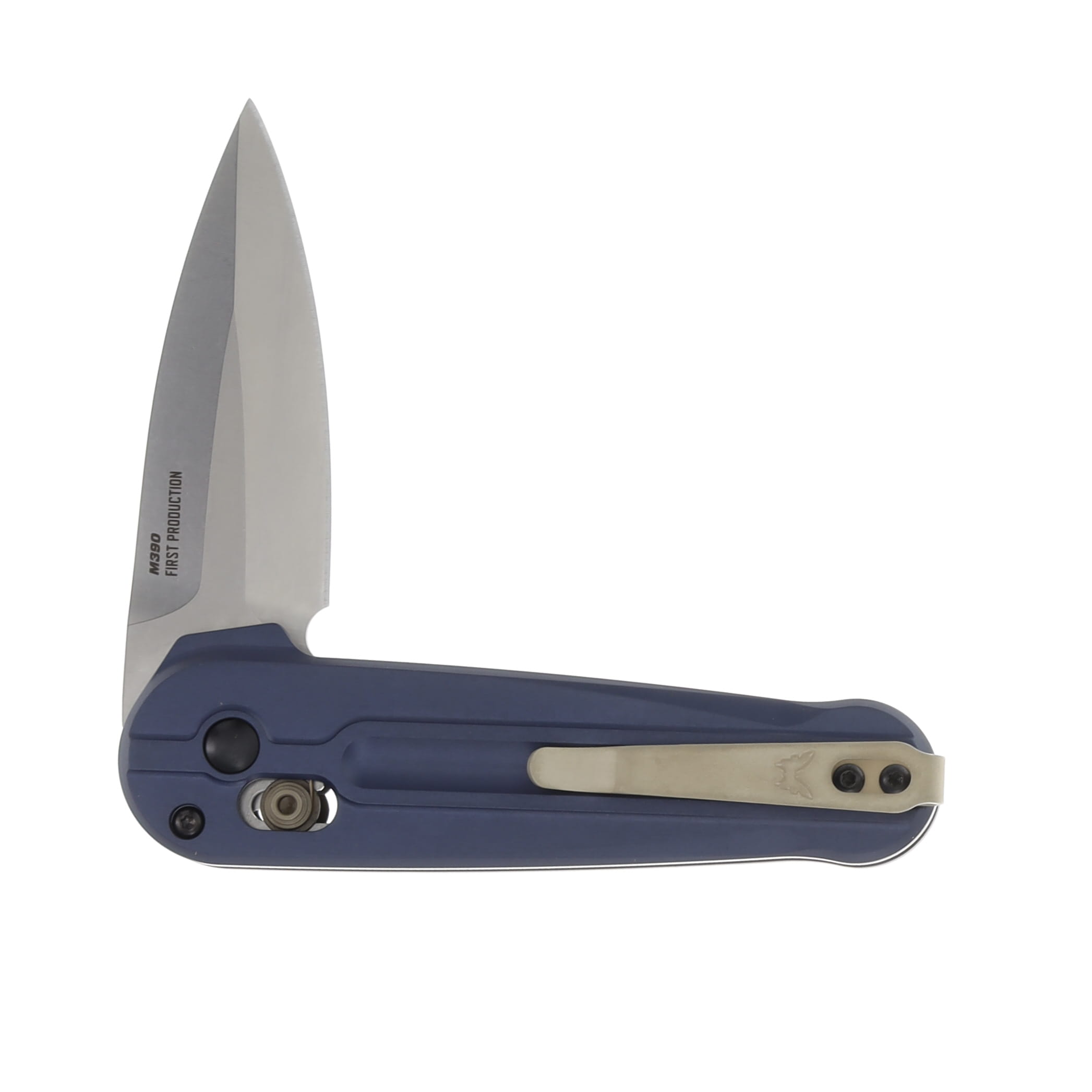 Benchmade Lowden Folding Knife Blue Aluminum 2.79in Cerakote Spear Point BM491 View 4