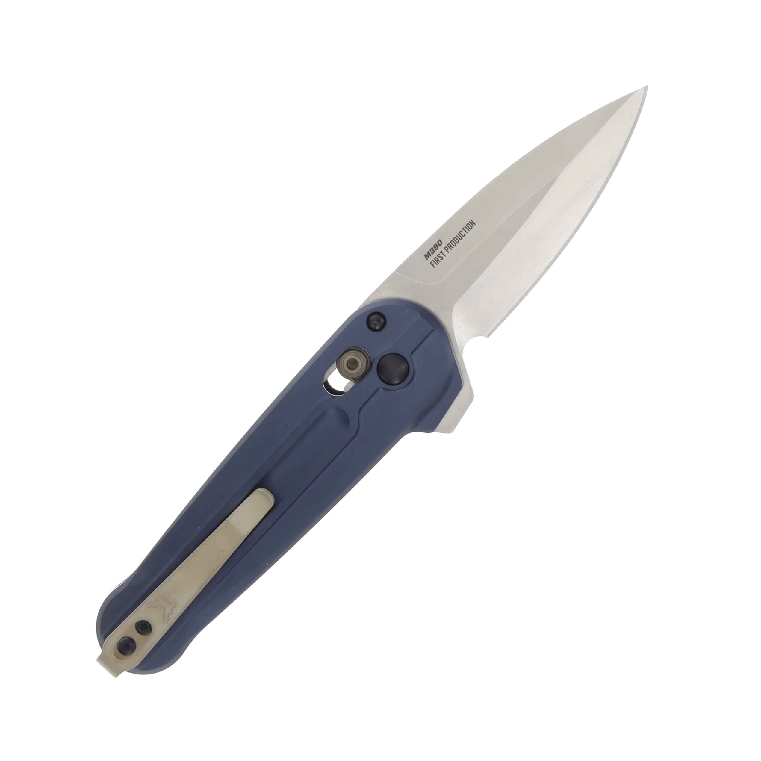 Benchmade Lowden Folding Knife Blue Aluminum 2.79in Cerakote Spear Point BM491 View 2