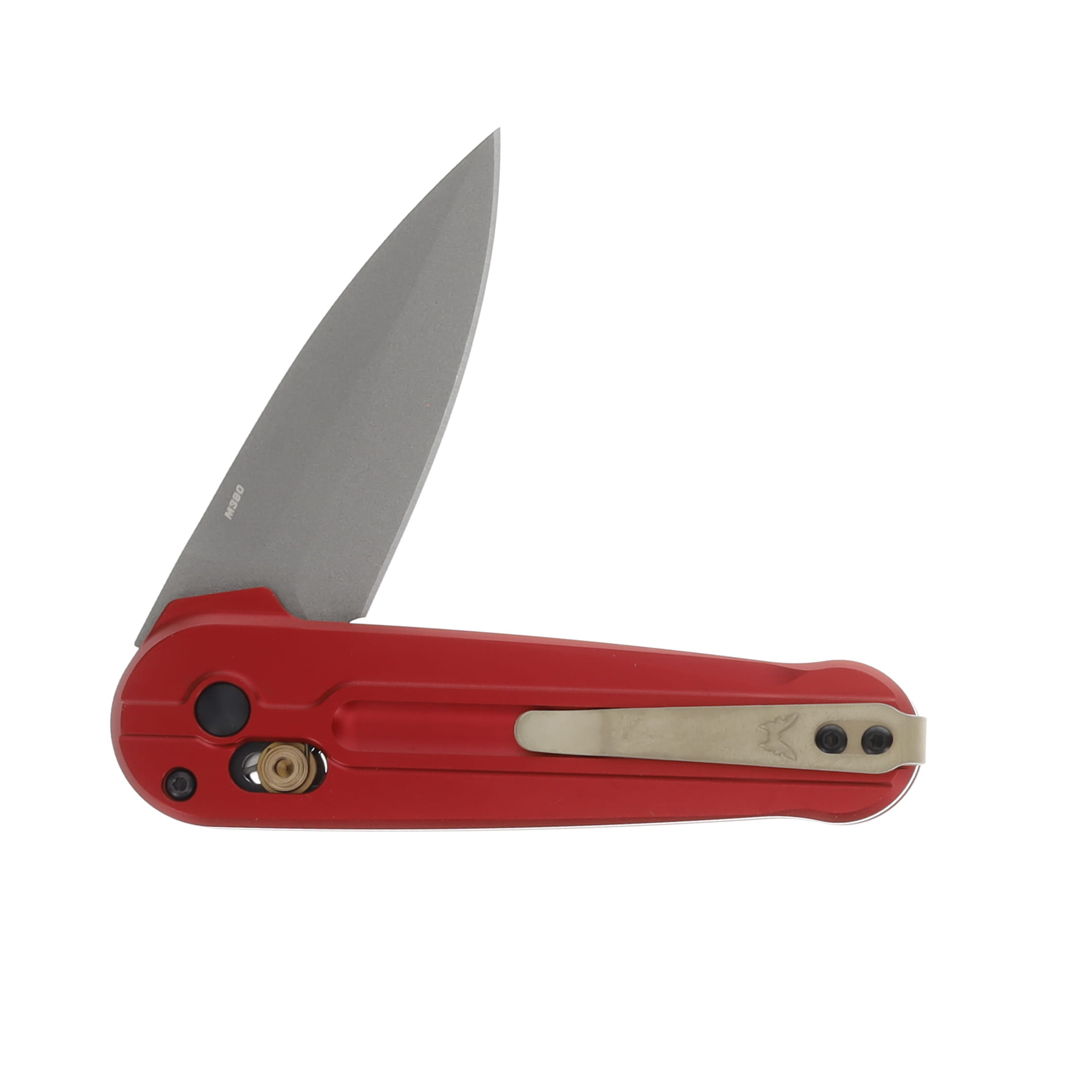 Benchmade Lowden Folding Knife Red Aluminum 2.79in Cerakote Spear Point BM491GY-01 View 4
