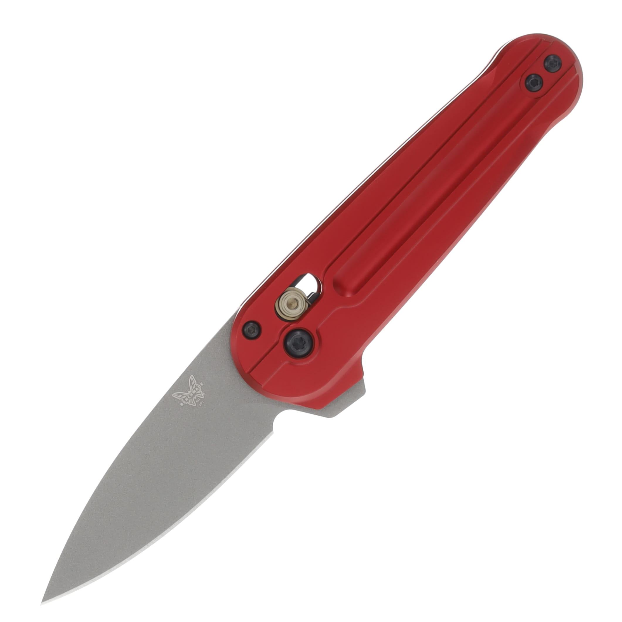 Benchmade Lowden Folding Knife Red Aluminum 2.79in Cerakote Spear Point BM491GY-01 View 1