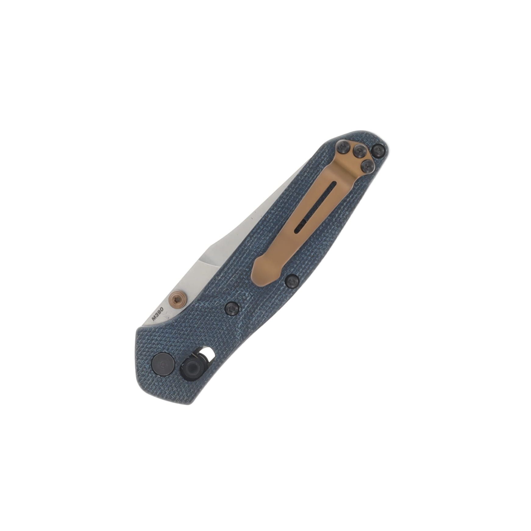 Benchmade Mini Osborne Folding Knife Satin M390 T/E Blue Denim Micarta BM945-04 View 4