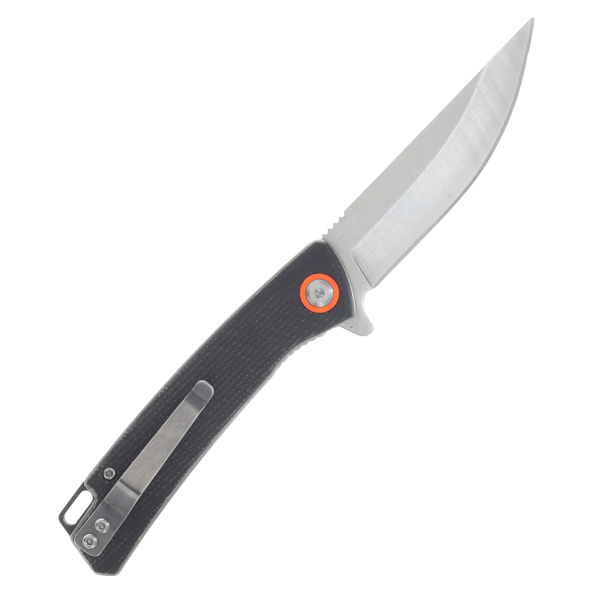 Szco 4 Inch Black Micarta Folding Knife 3in Plain Satin Drop Point Blade RUC4010BK View 2