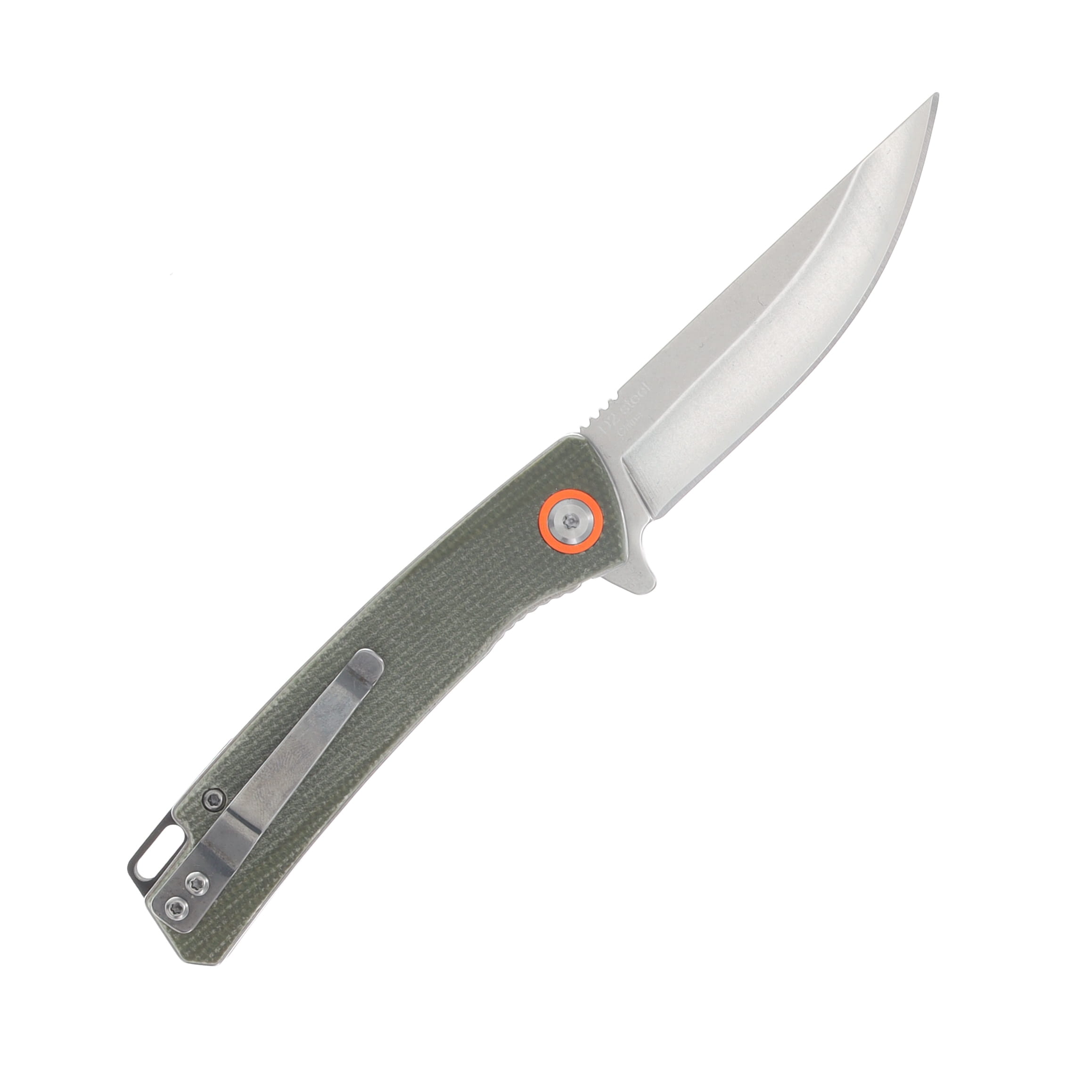 Szco 4 Inch Green Micarta Folding Knife 3in Plain Satin Drop Point Blade RUC4010GN View 2