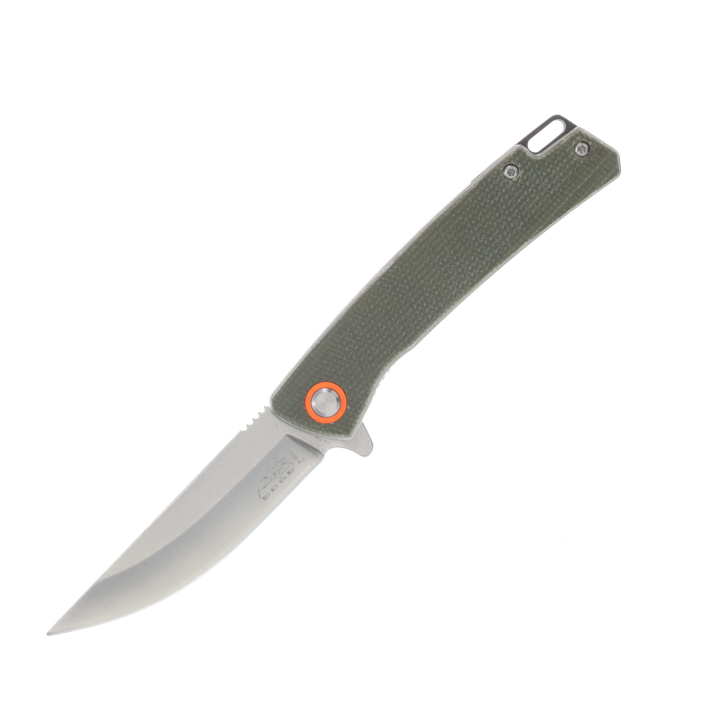 Szco 4 Inch Green Micarta Folding Knife 3in Plain Satin Drop Point Blade RUC4010GN View 1