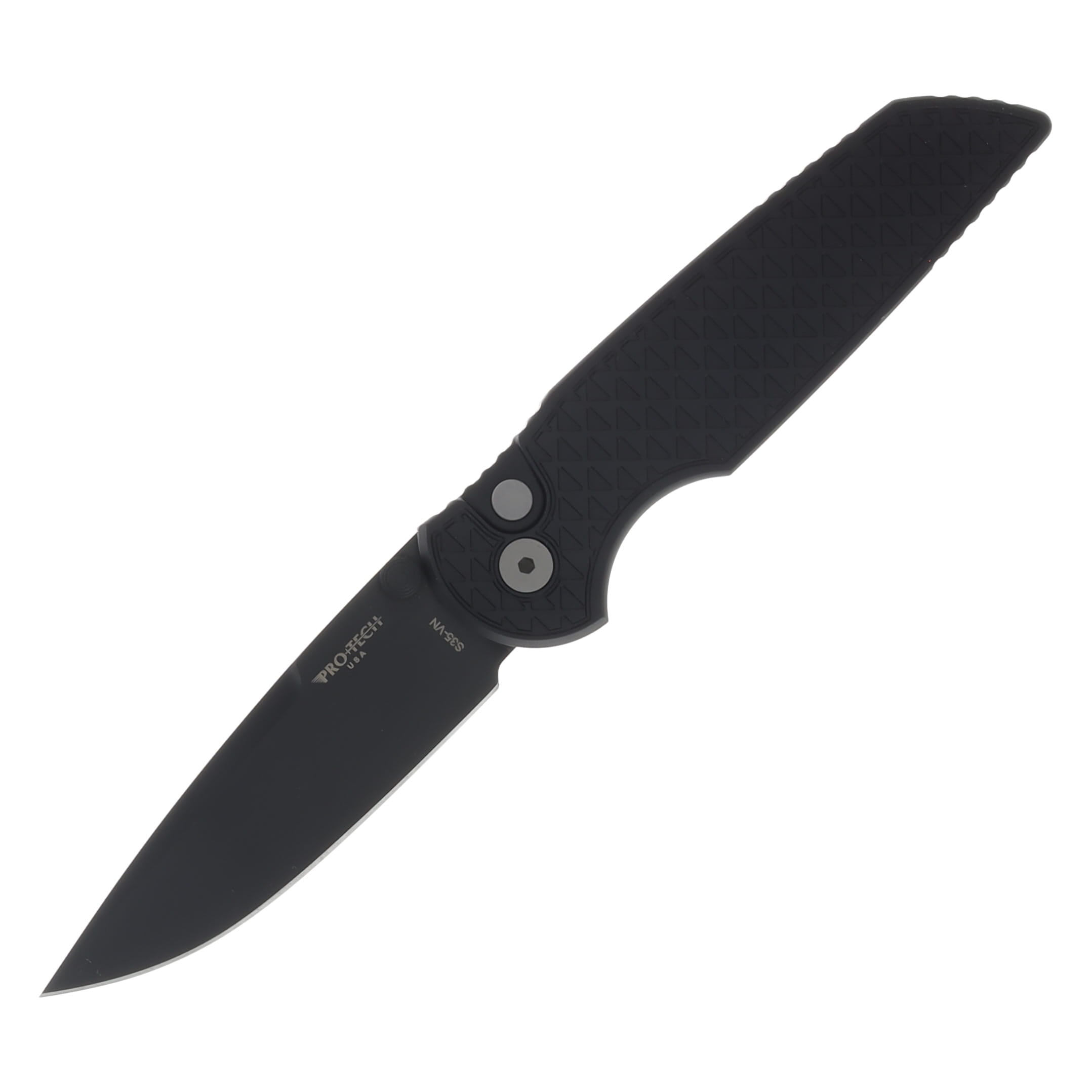 Pro Tech Thumb Stud Manual TR-3 Integrity Relic Textured Black handle DLC Black S35VN Blade INT106 View 1