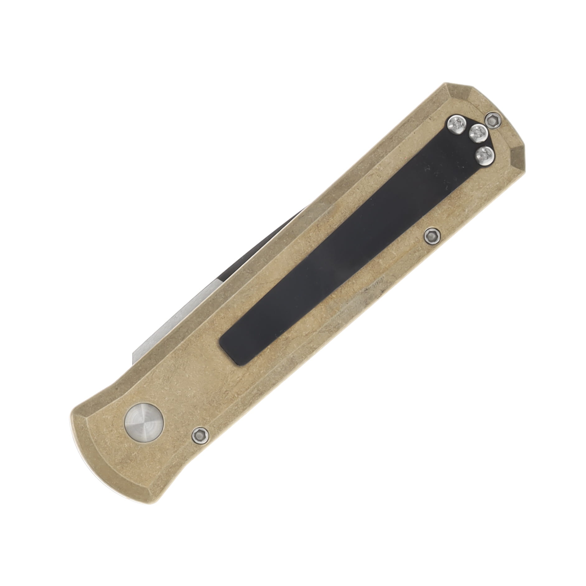 Pro Tech Auto Stonewashed Finished Solid AI Bronze Handle 2 Tone DLC Black/Satin Flats 154CM Blade AUPT7111 View 3