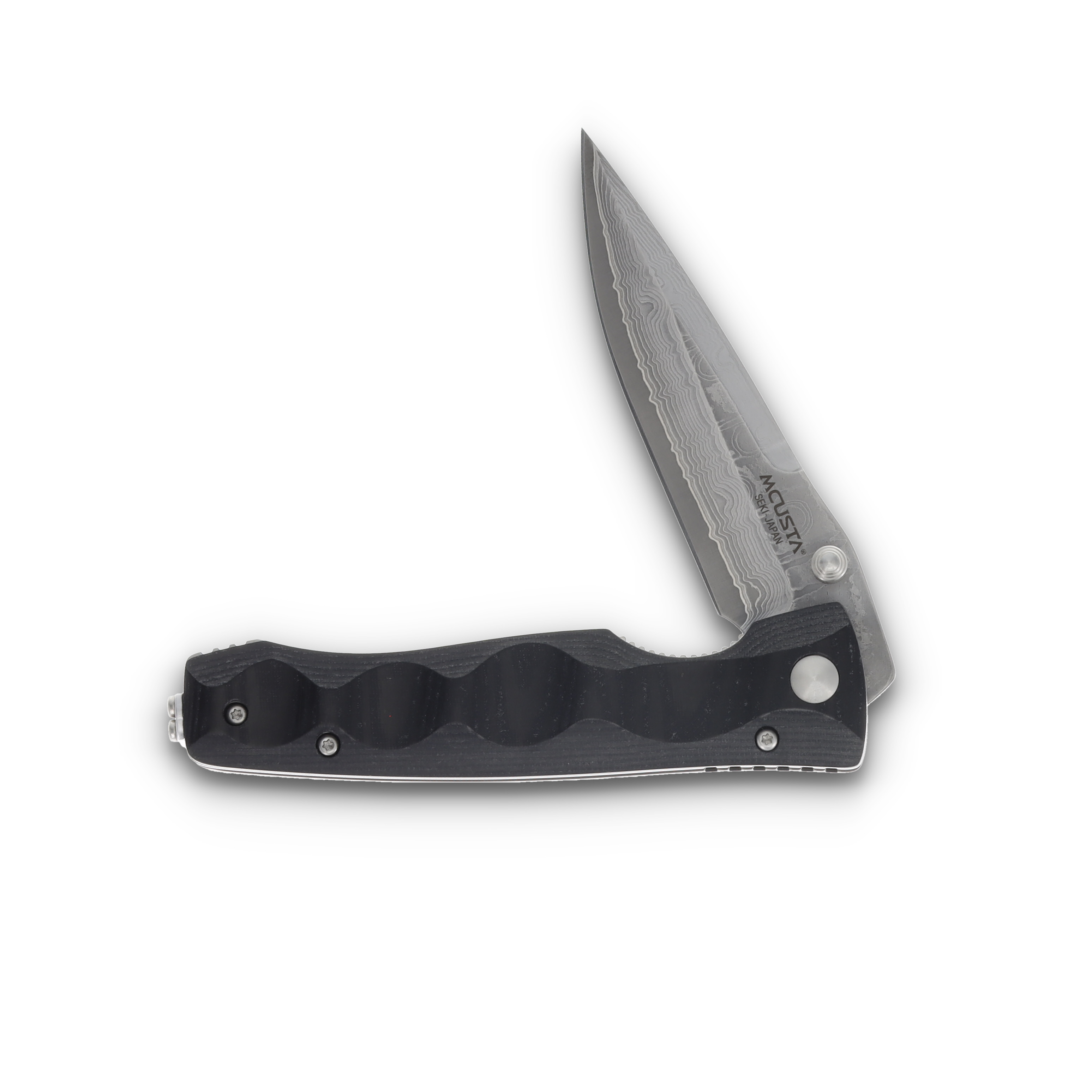 Mcusta MC-12 Tactility Elite Damascus Folding Knife Black Micarta MC-121D View 2